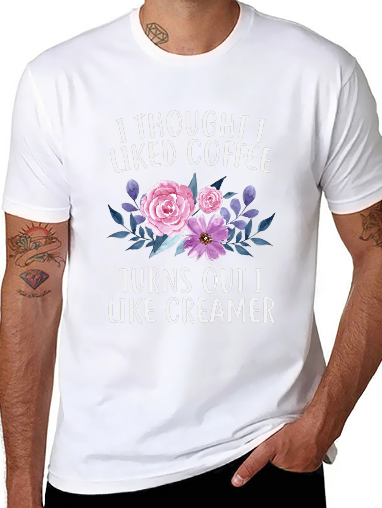 Coffee & Creamer T-Shirt - Floral Design