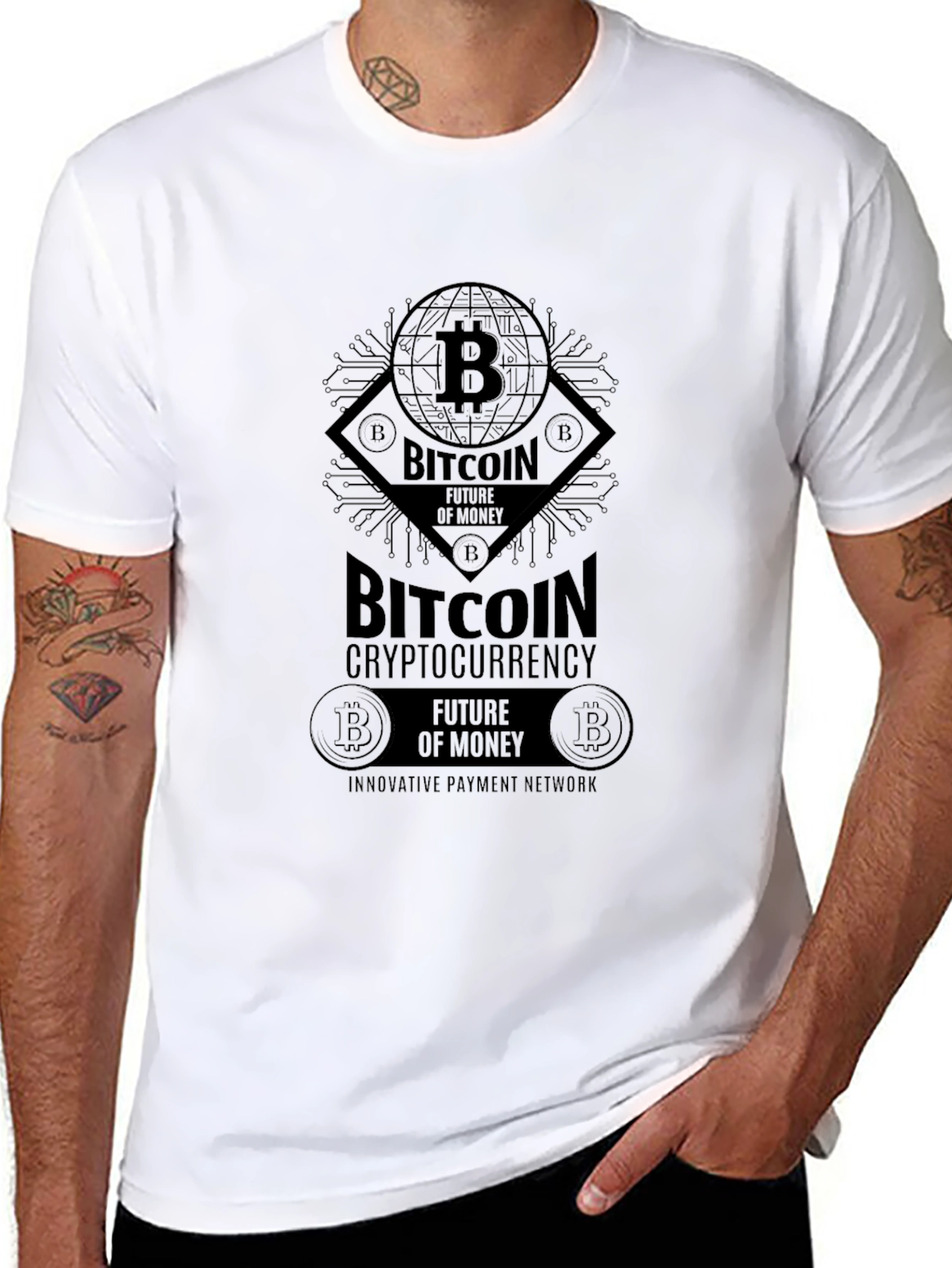 Bitcoin Cryptocurrency Graphic T-Shirt - Black