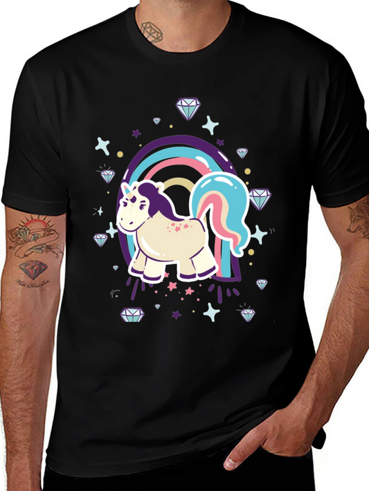 Unicorn Rainbow Graphic Tee - Magical Mens T-Shirt