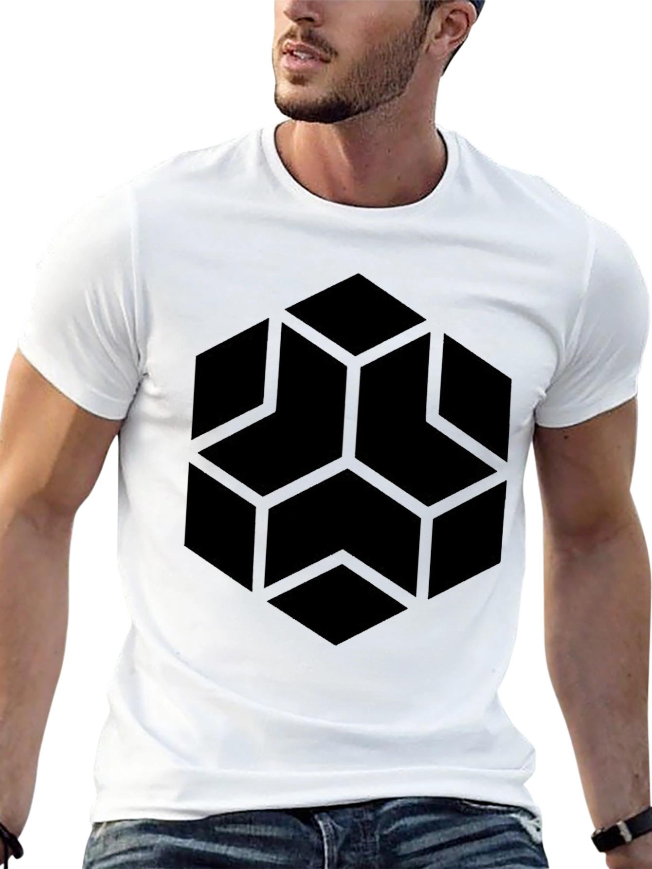Geometric Cube T-Shirt - Modern Minimalist Design