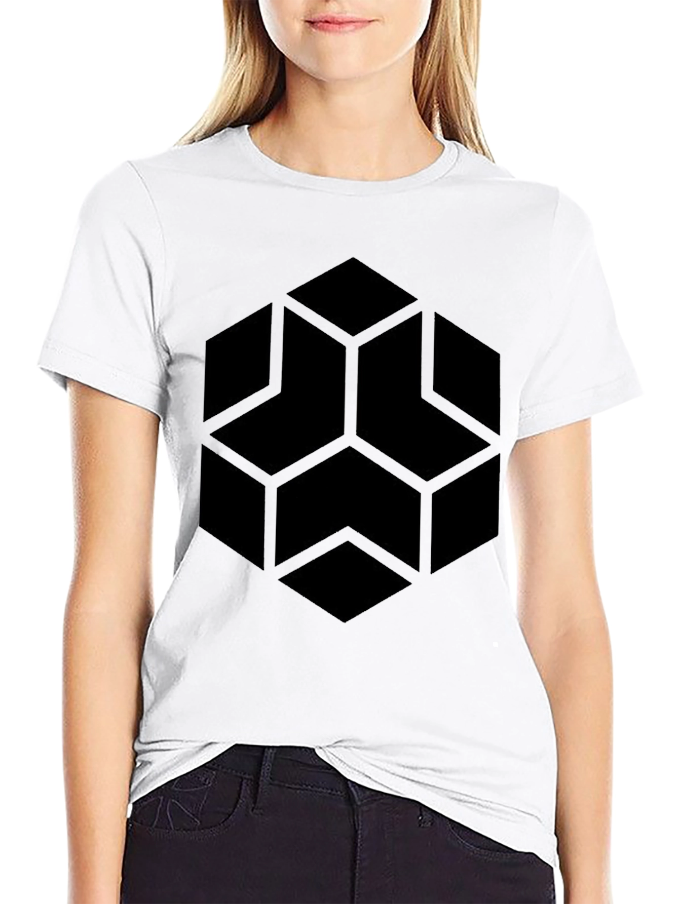 Geometric Cube T-Shirt - Modern Minimalist Design