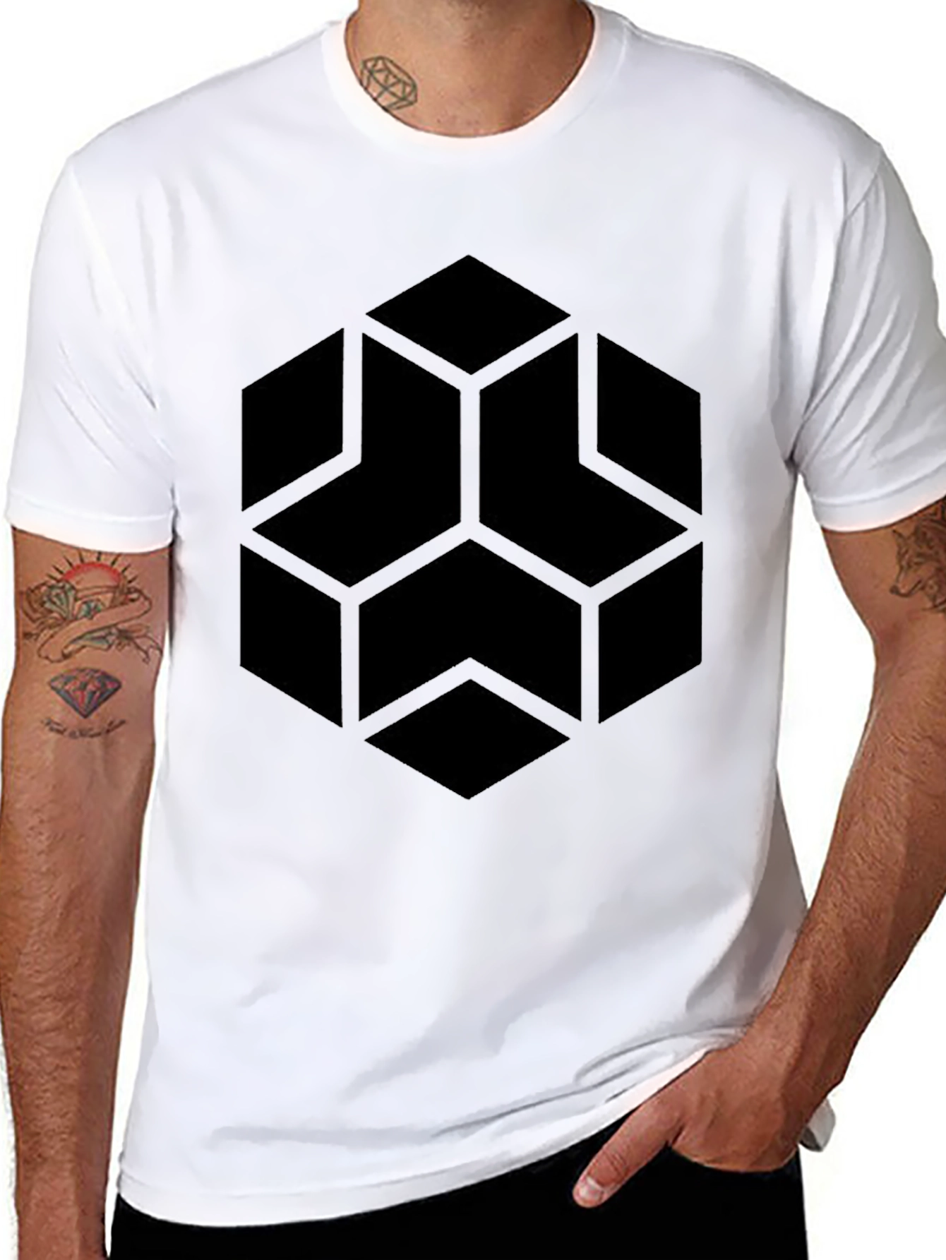 Geometric Cube T-Shirt - Modern Minimalist Design
