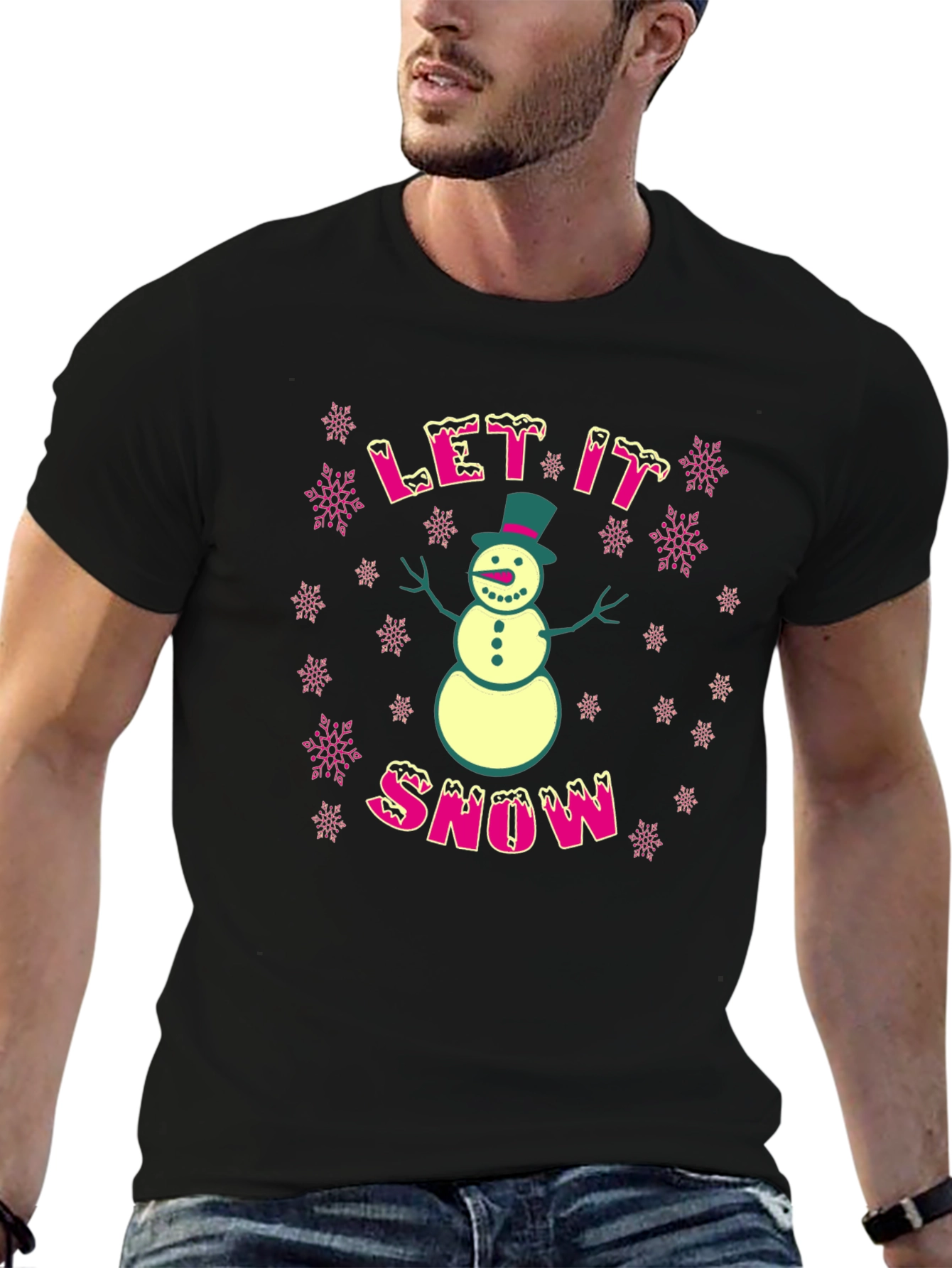 Festive Let It Snow Snowman Graphic T-Shirt