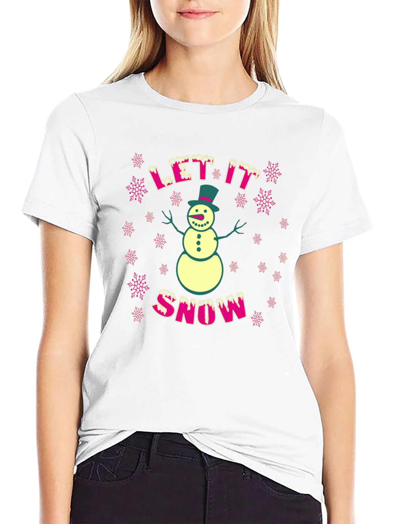Festive Let It Snow Snowman Graphic T-Shirt