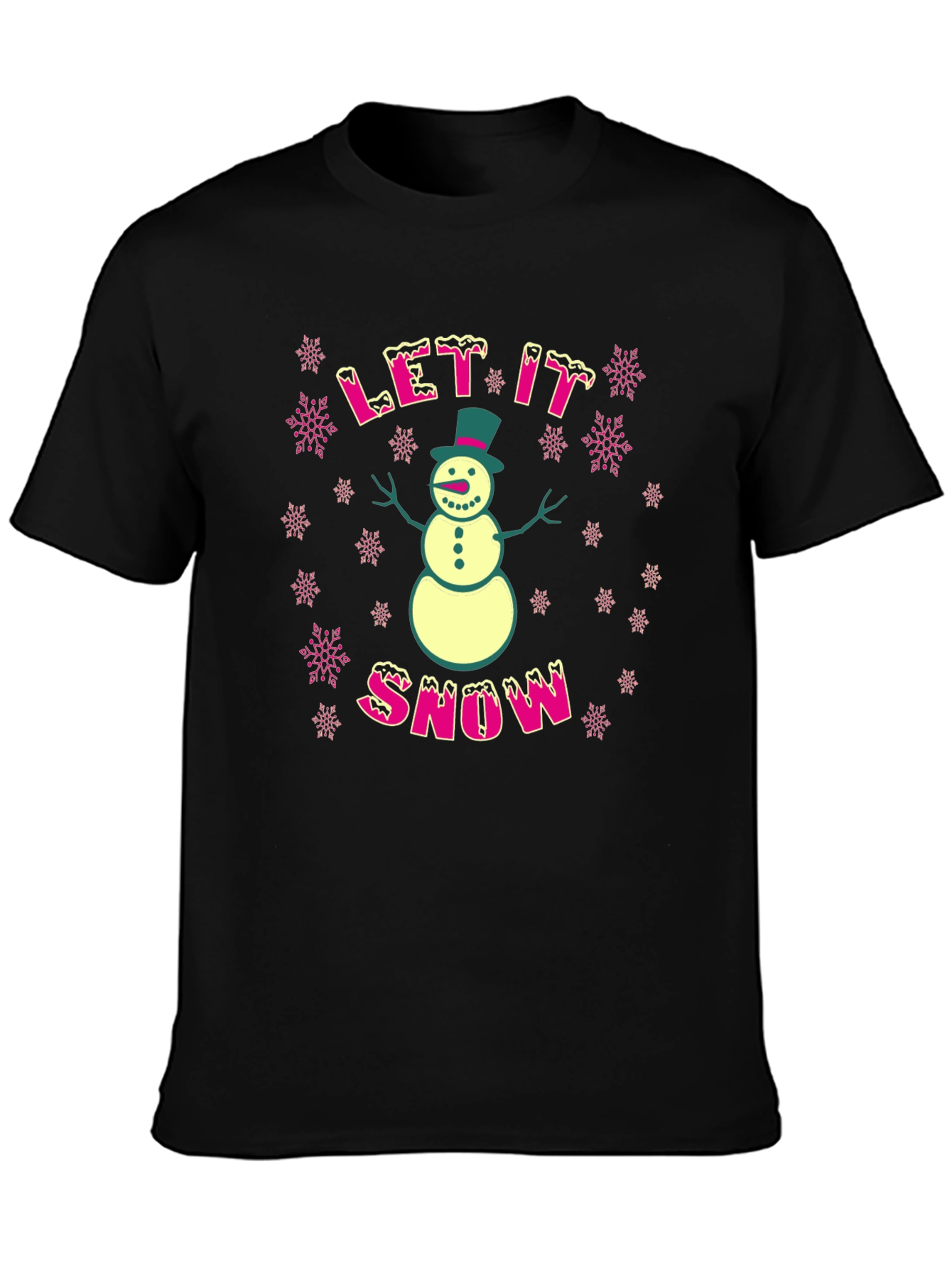 Festive Let It Snow Snowman Graphic T-Shirt