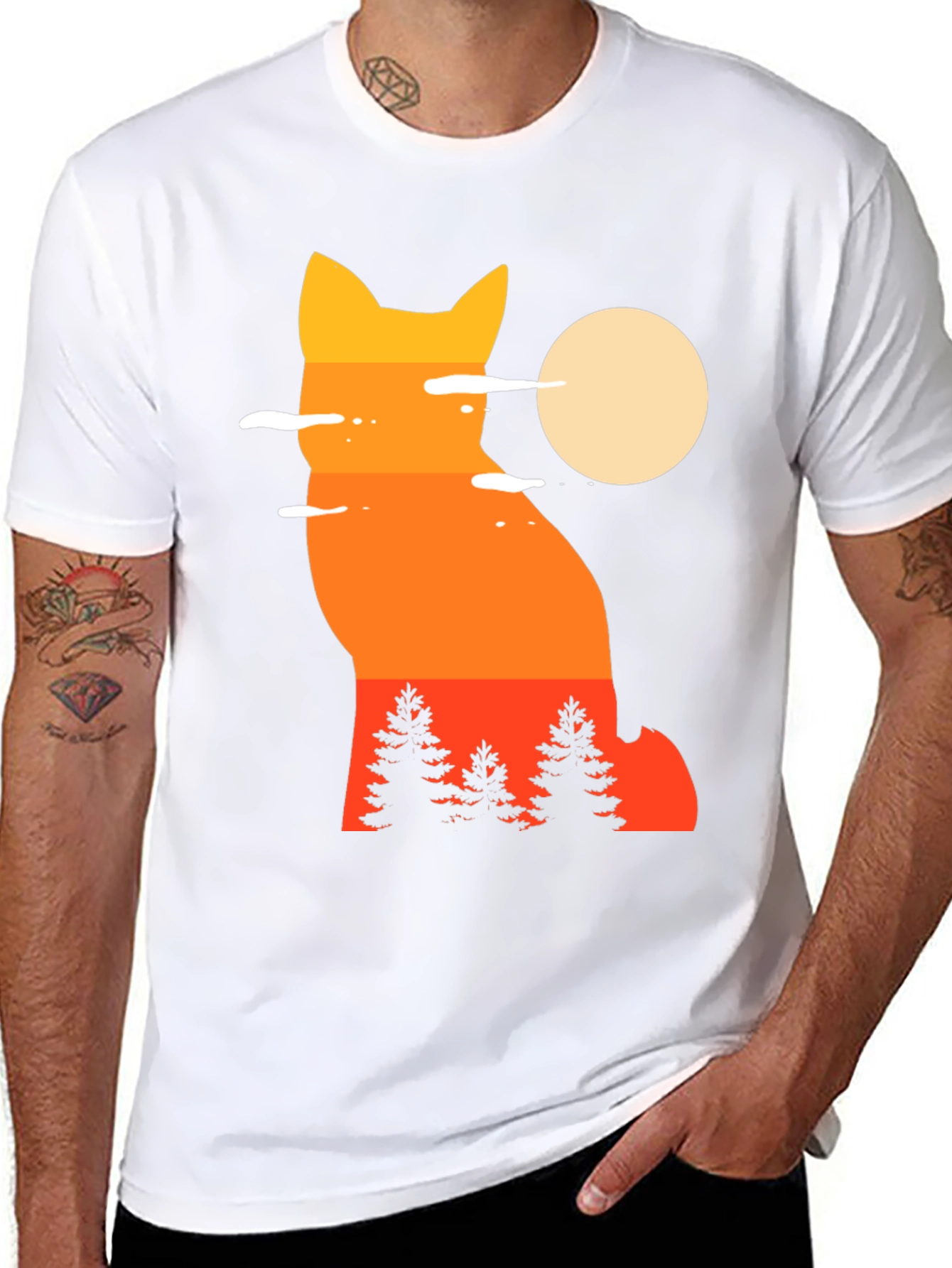 Sunset Fox Silhouette Graphic Tee