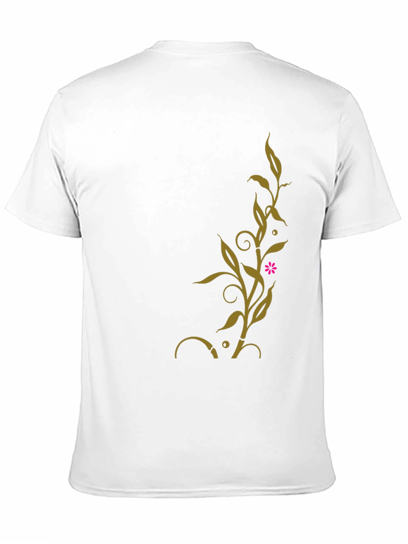 Black T-Shirt with Golden Floral Vine Design