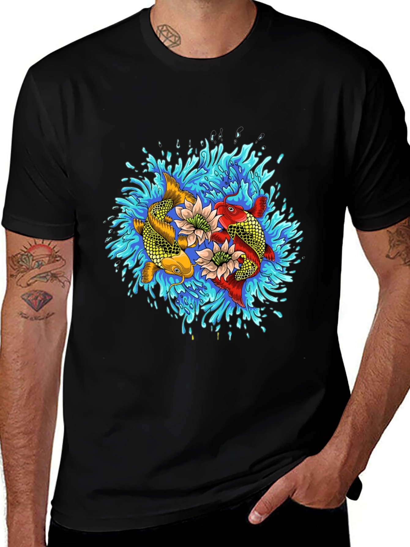 Koi Fish Graphic T-Shirt - Artistic Water Design