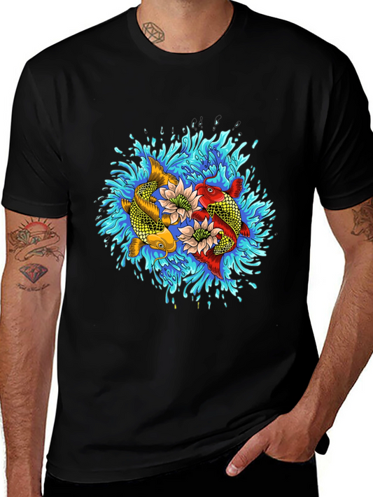 Koi Fish Graphic T-Shirt - Artistic Water Design