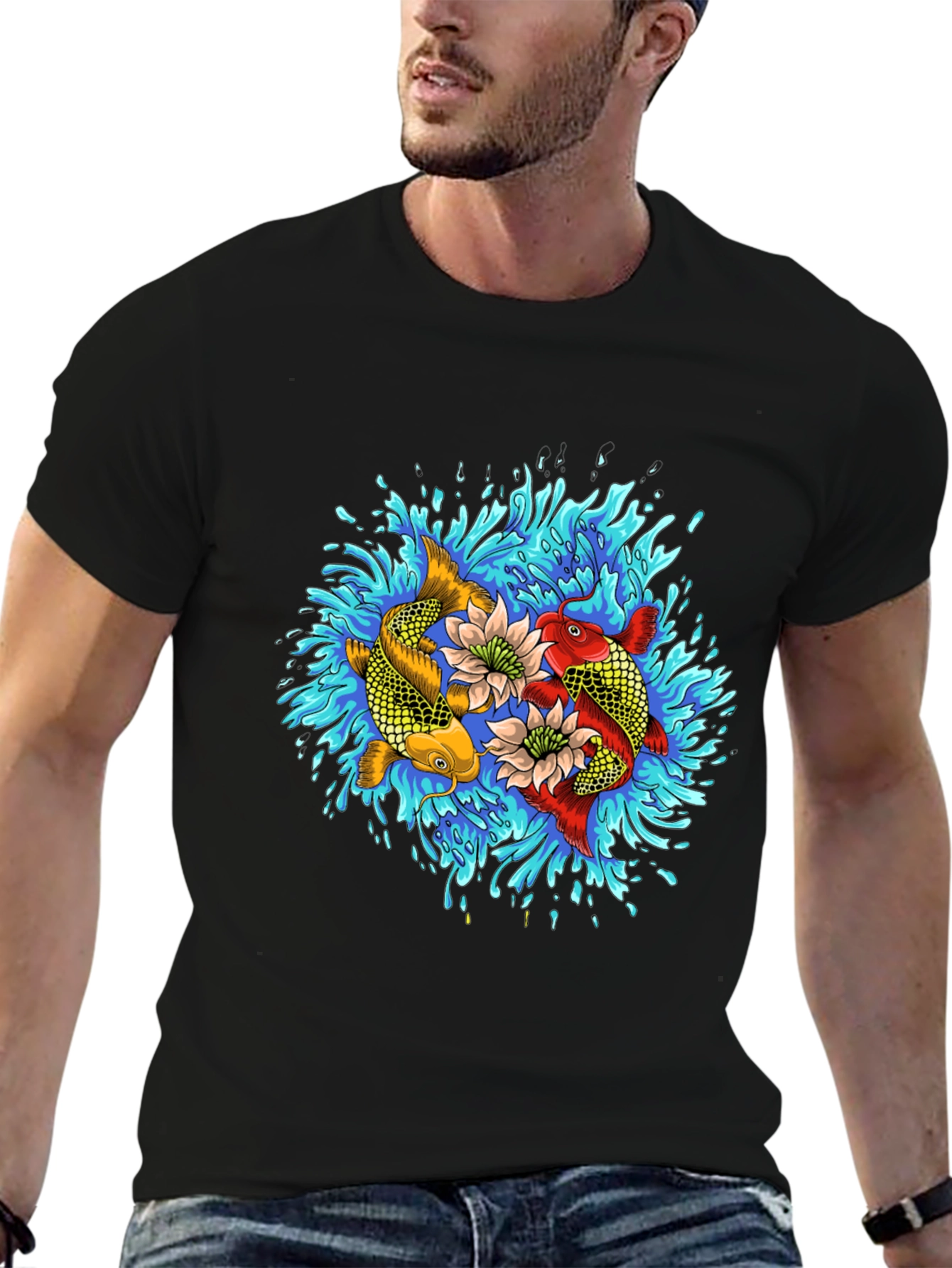 Koi Fish Graphic T-Shirt - Artistic Water Design