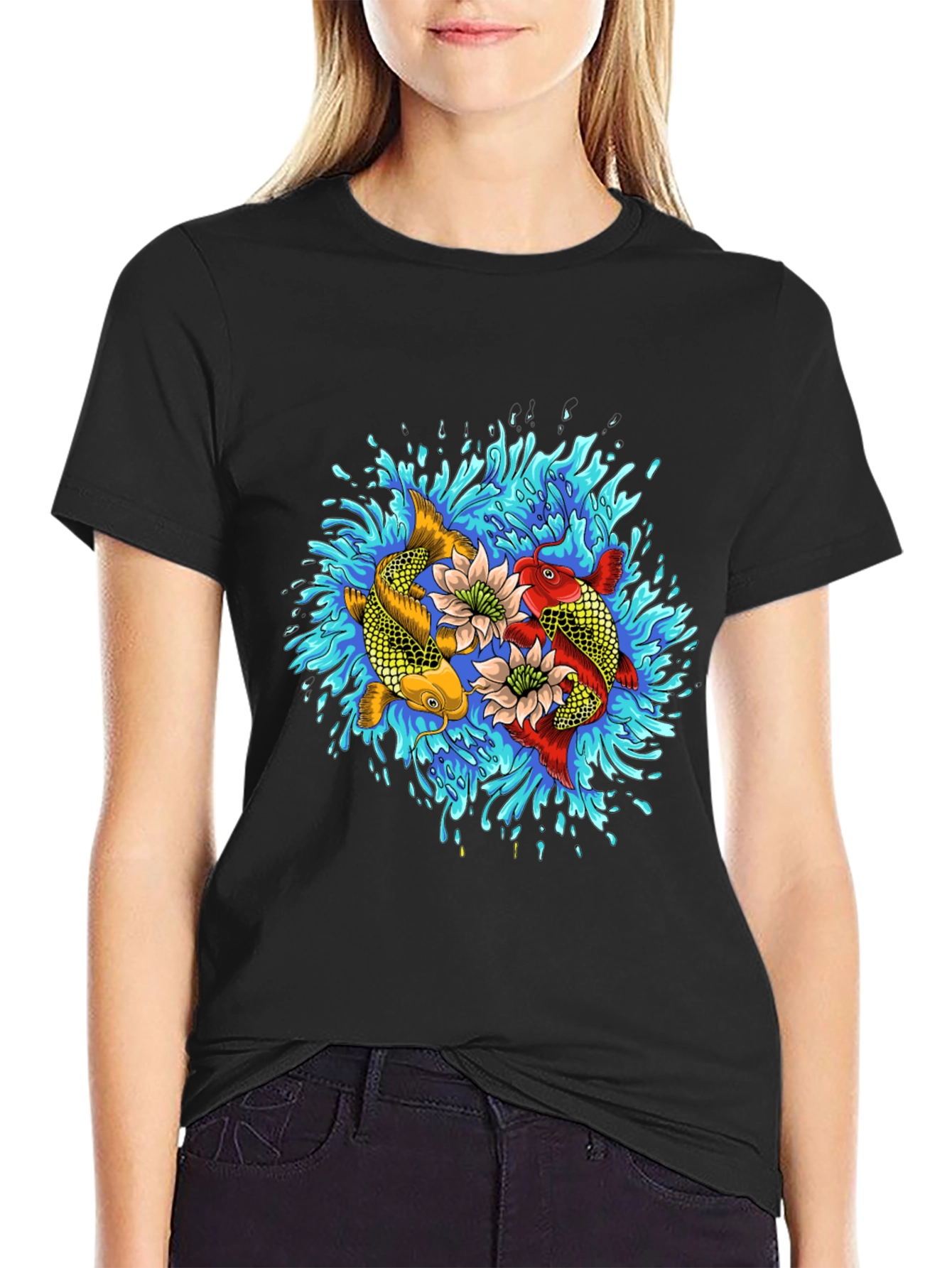 Koi Fish Graphic T-Shirt - Artistic Water Design