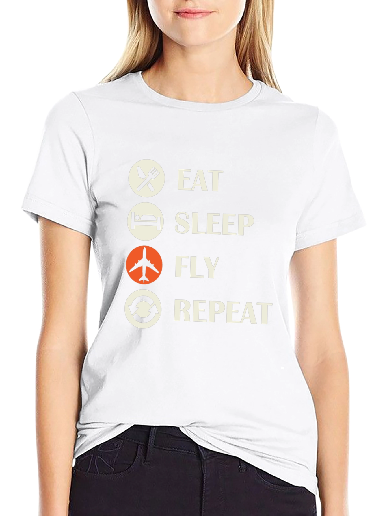 Eat Sleep Fly Repeat Graphic Tee - Aviation T-Shirt