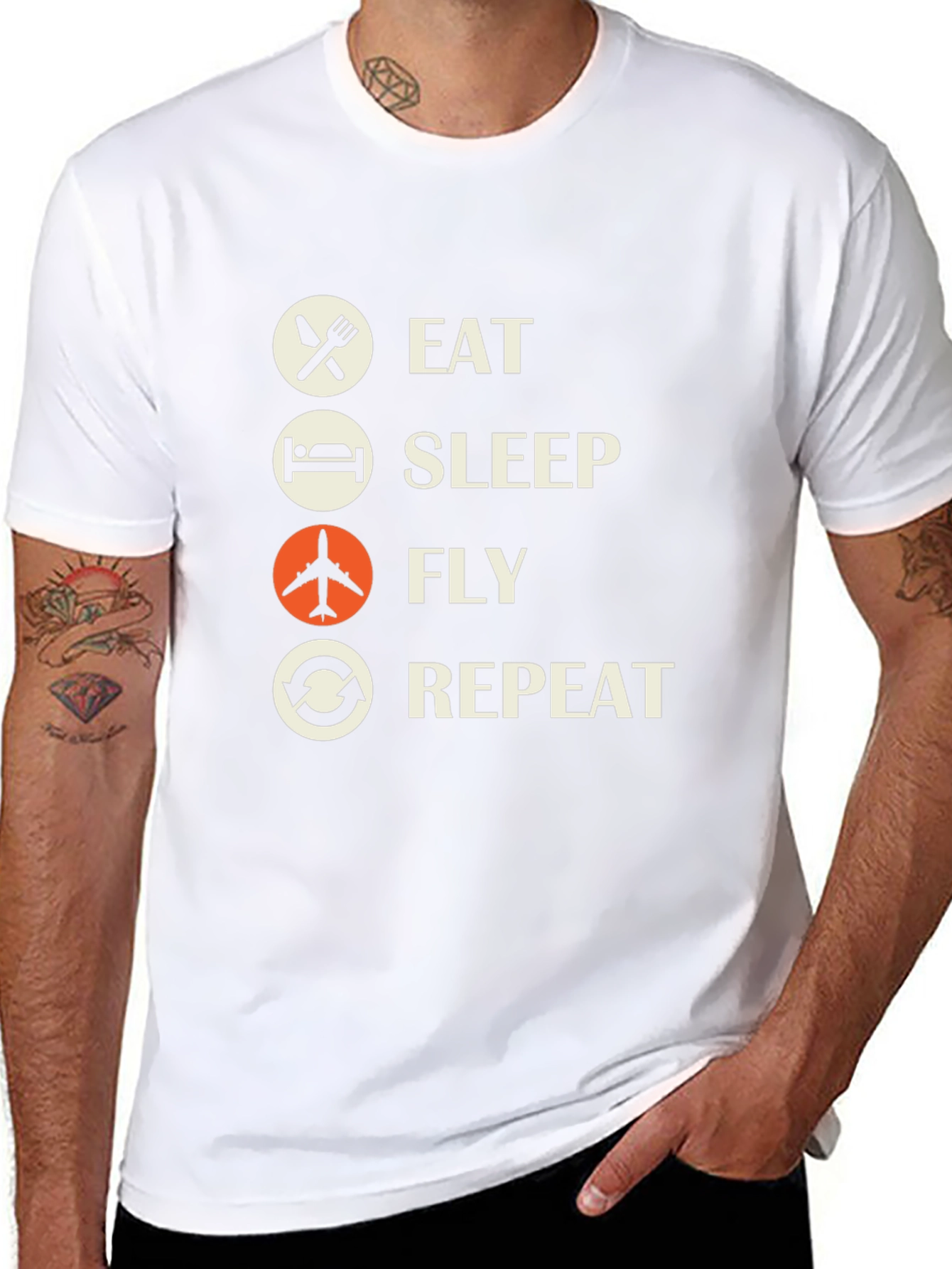 Eat Sleep Fly Repeat Graphic Tee - Aviation T-Shirt