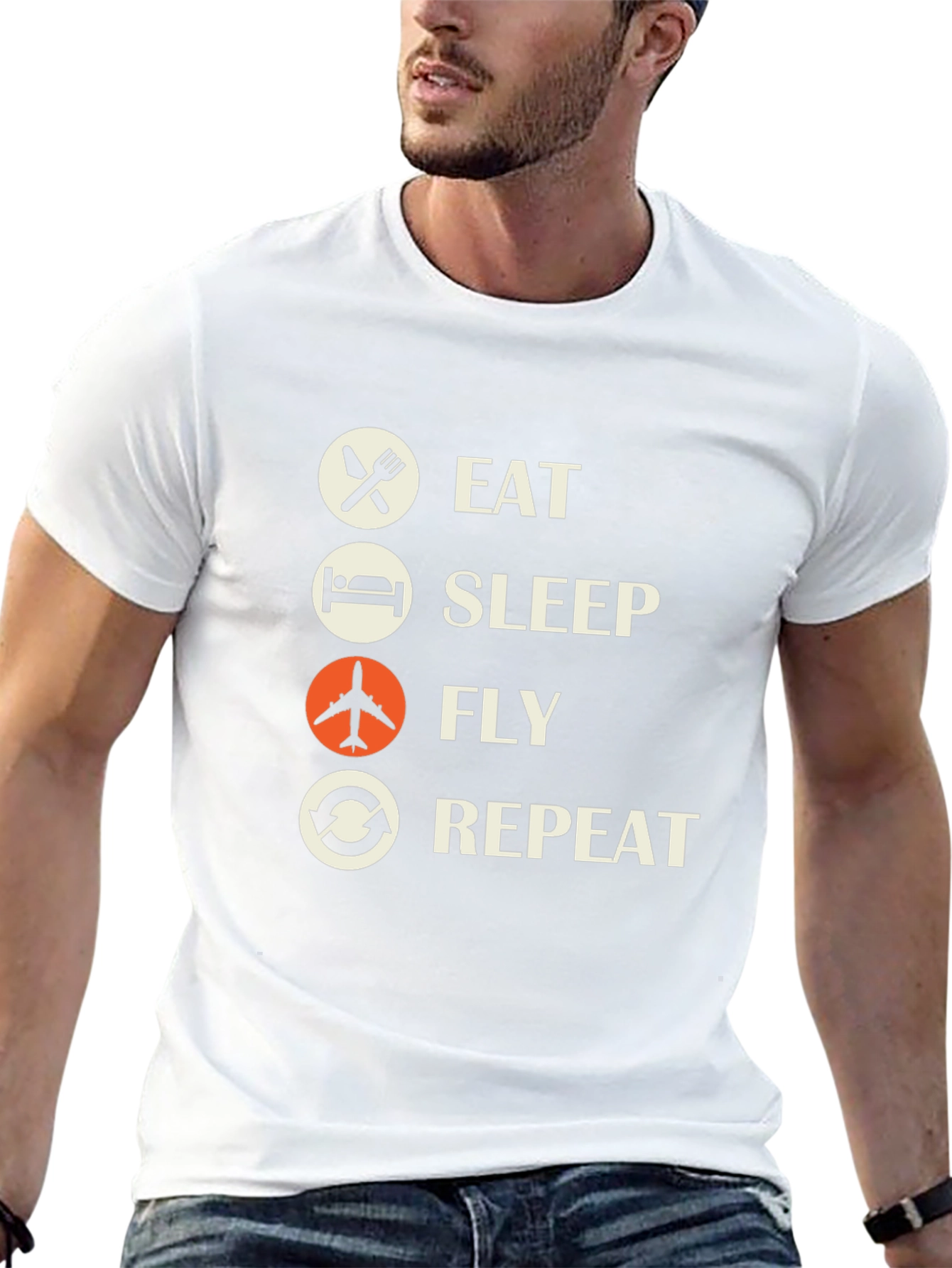 Eat Sleep Fly Repeat Graphic Tee - Aviation T-Shirt