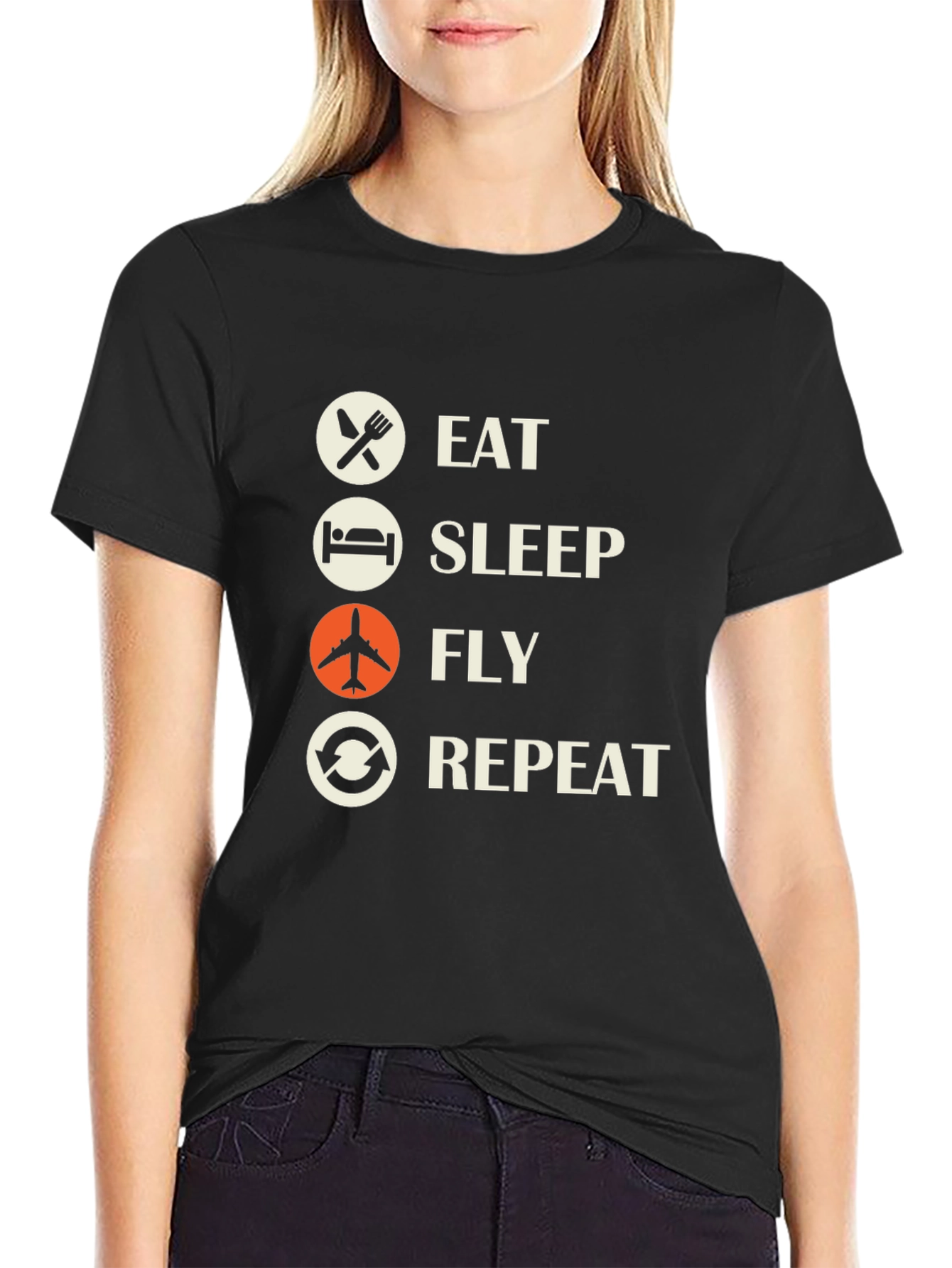 Eat Sleep Fly Repeat Graphic Tee - Aviation T-Shirt