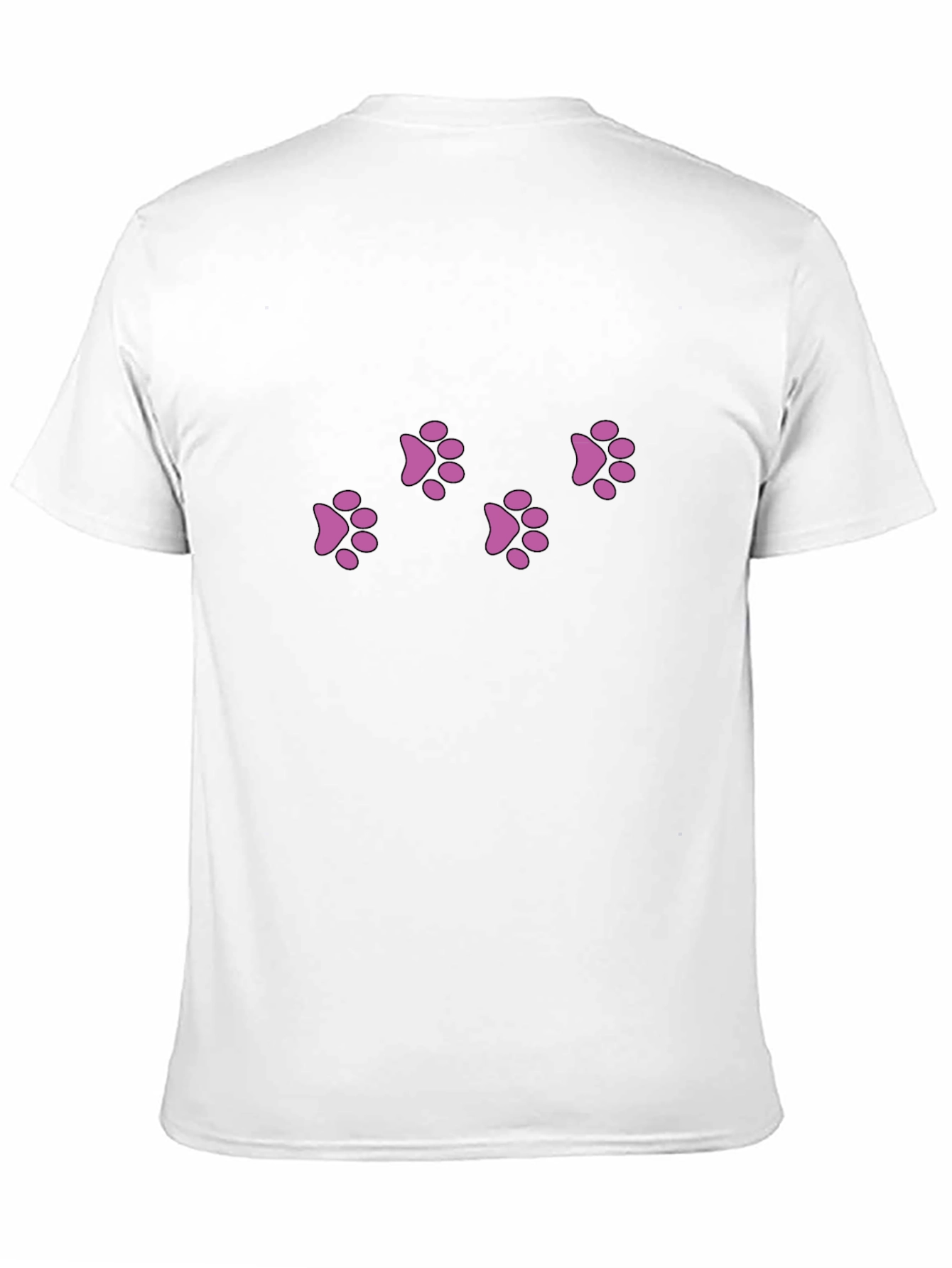Mens Black T-Shirt with Pink Paw Prints