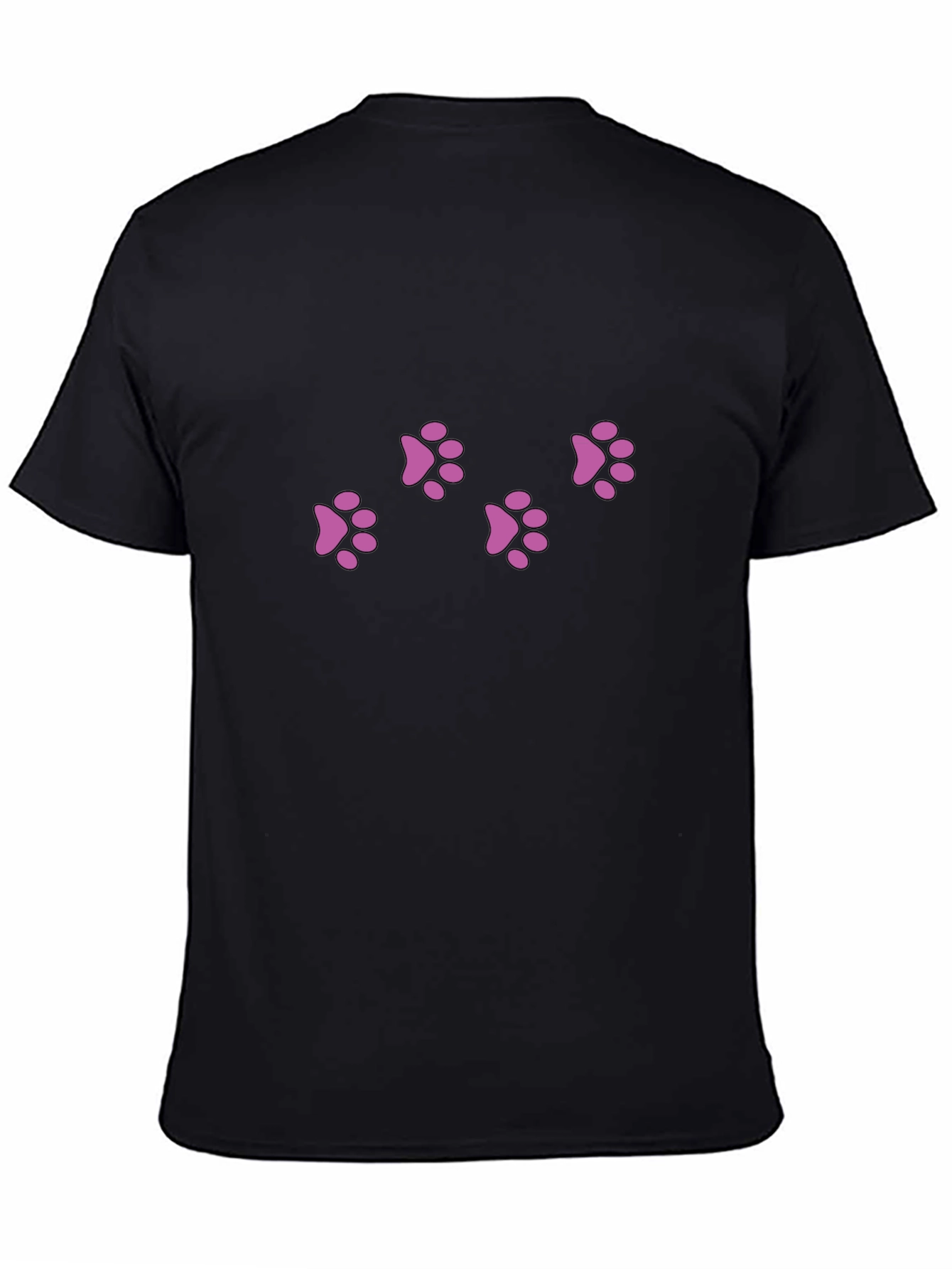 Mens Black T-Shirt with Pink Paw Prints