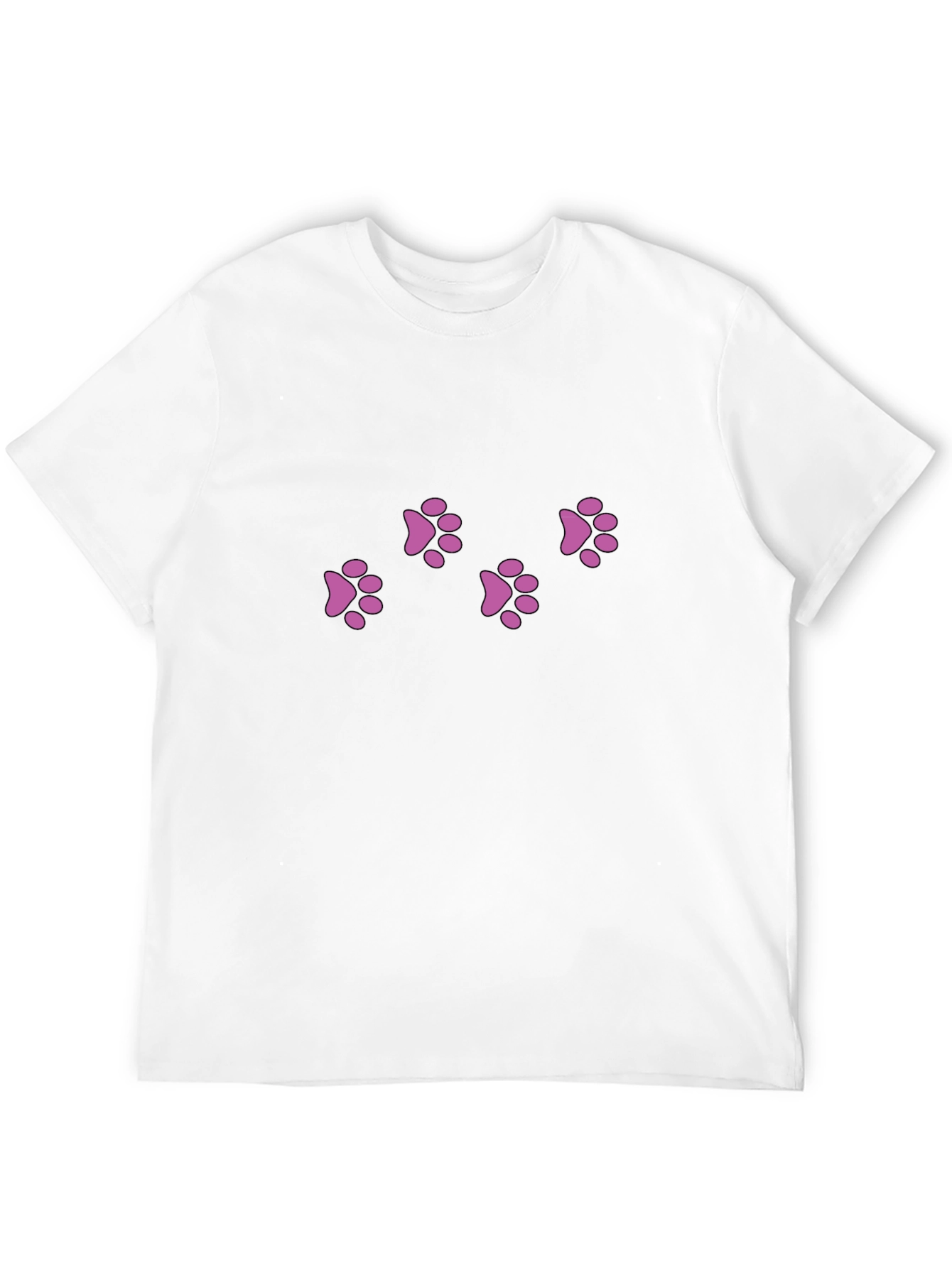 Mens Black T-Shirt with Pink Paw Prints