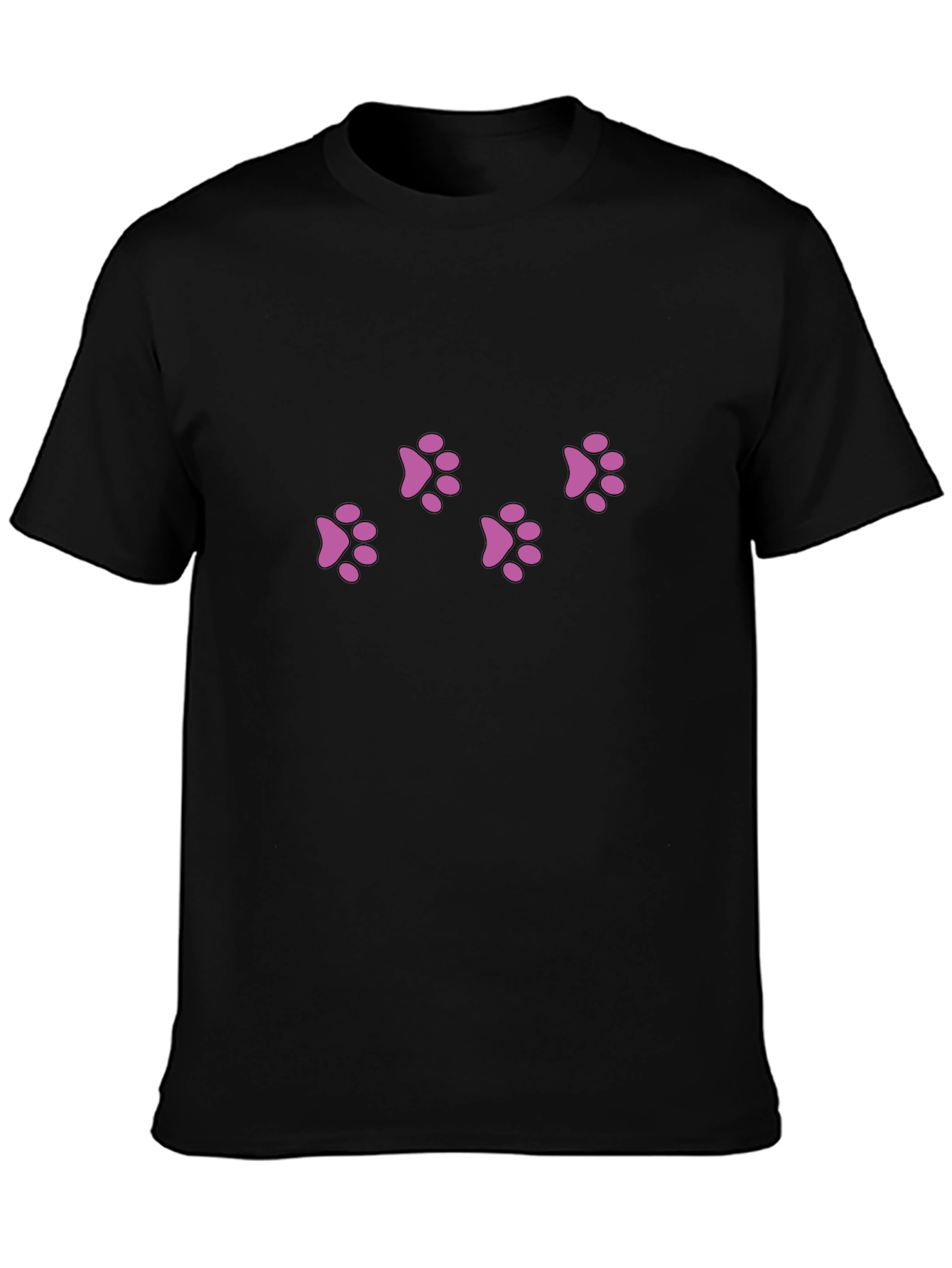 Mens Black T-Shirt with Pink Paw Prints