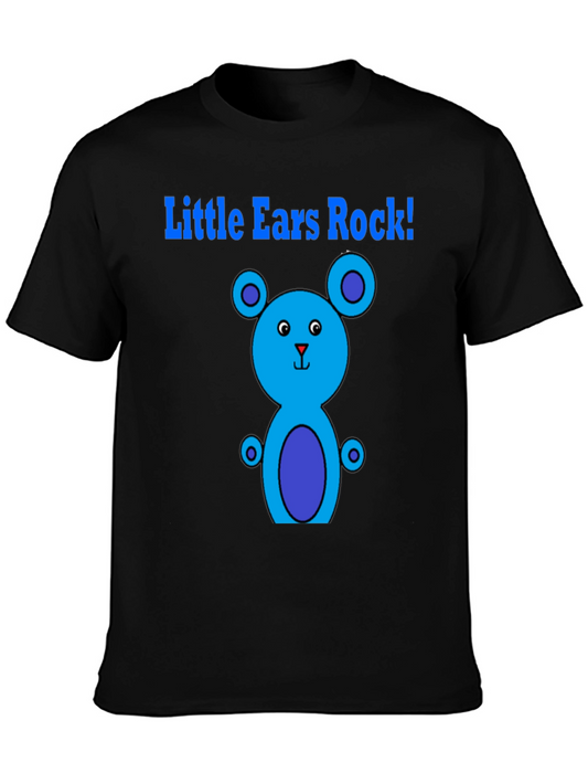Little Ears Rock! Black Graphic T-Shirt