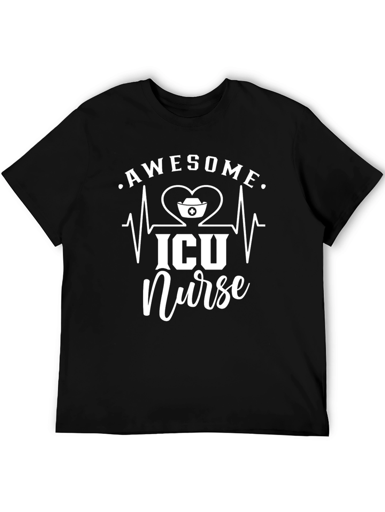 Awesome ICU Nurse T-Shirt - Heartbeat Design