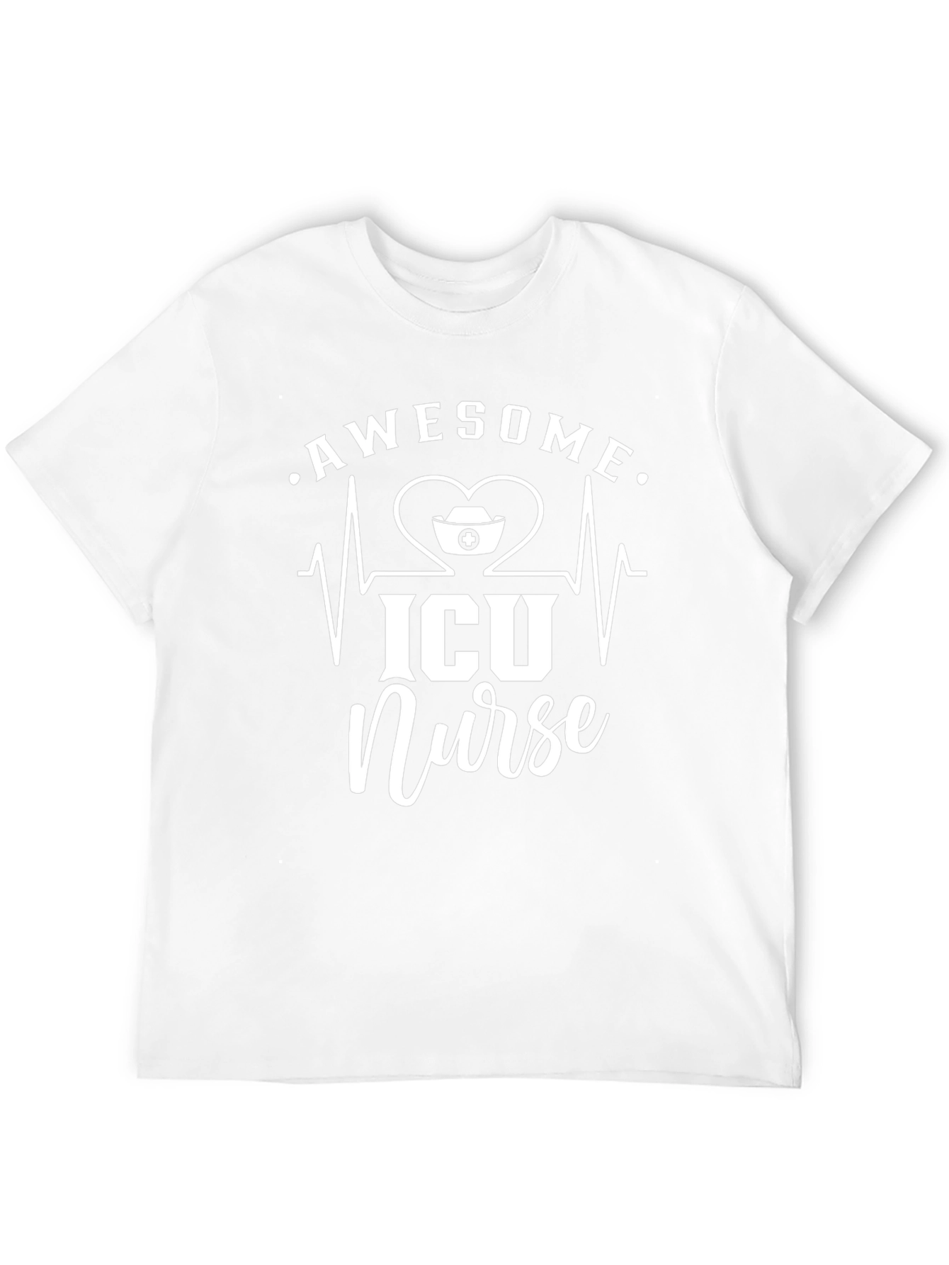 Awesome ICU Nurse T-Shirt - Heartbeat Design