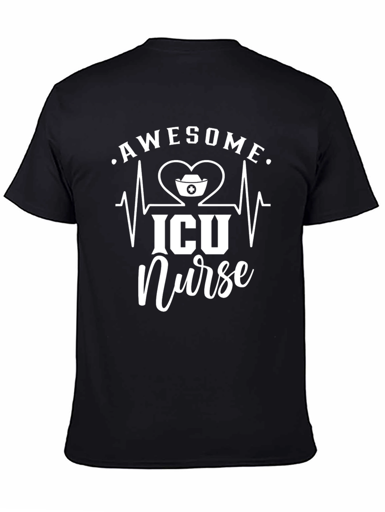 Awesome ICU Nurse T-Shirt - Heartbeat Design