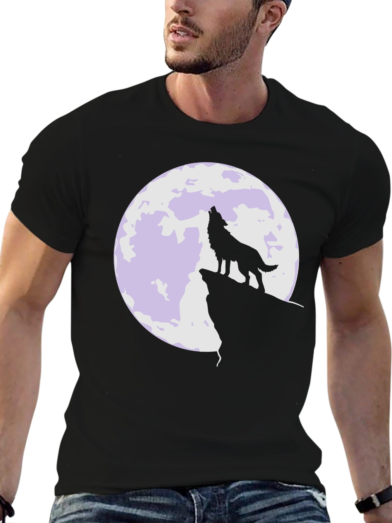 Wolf Howling at Moon Graphic T-Shirt