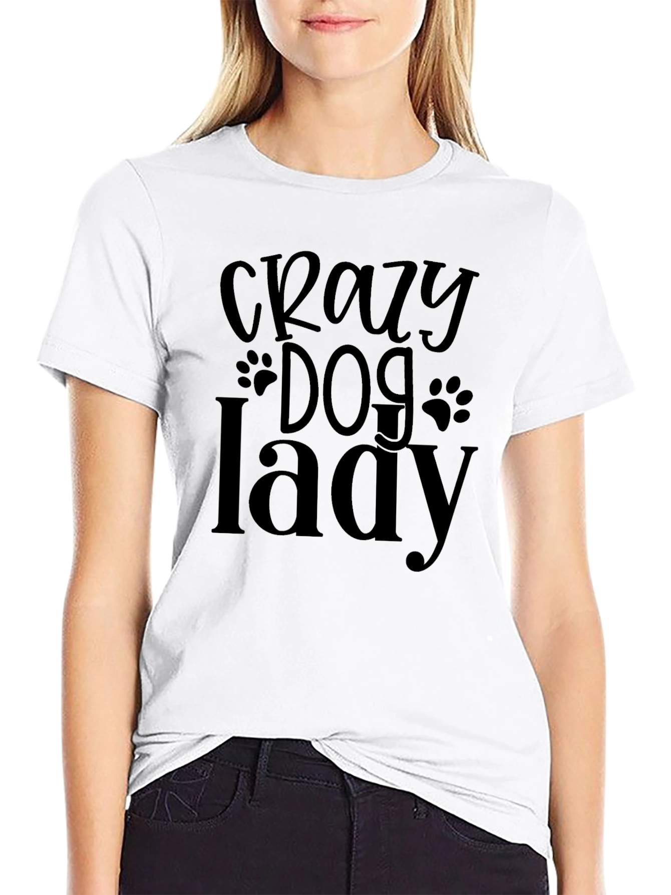 Crazy Dog Lady Black T-Shirt