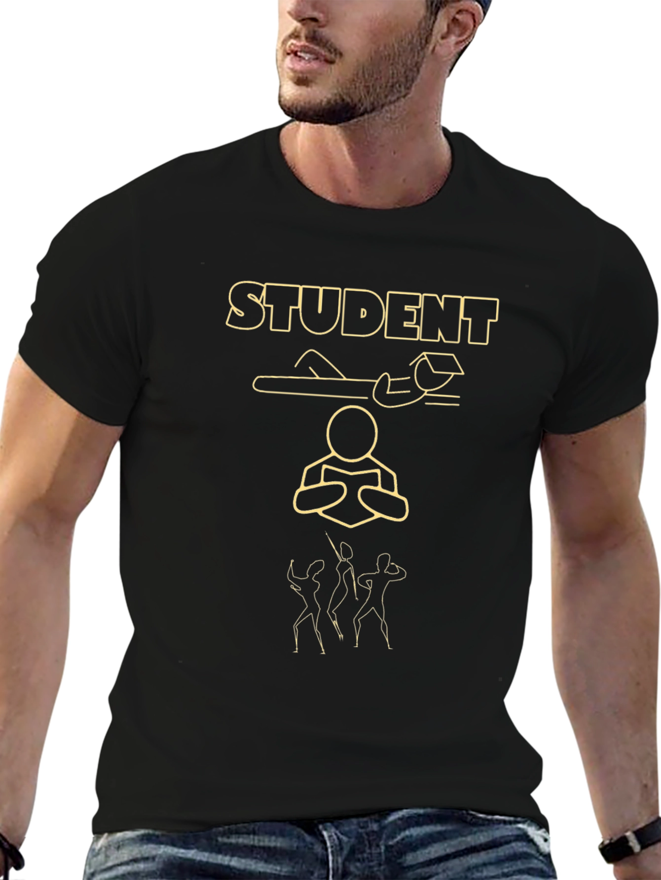 Student Graphic Tee - Black Cotton T-Shirt