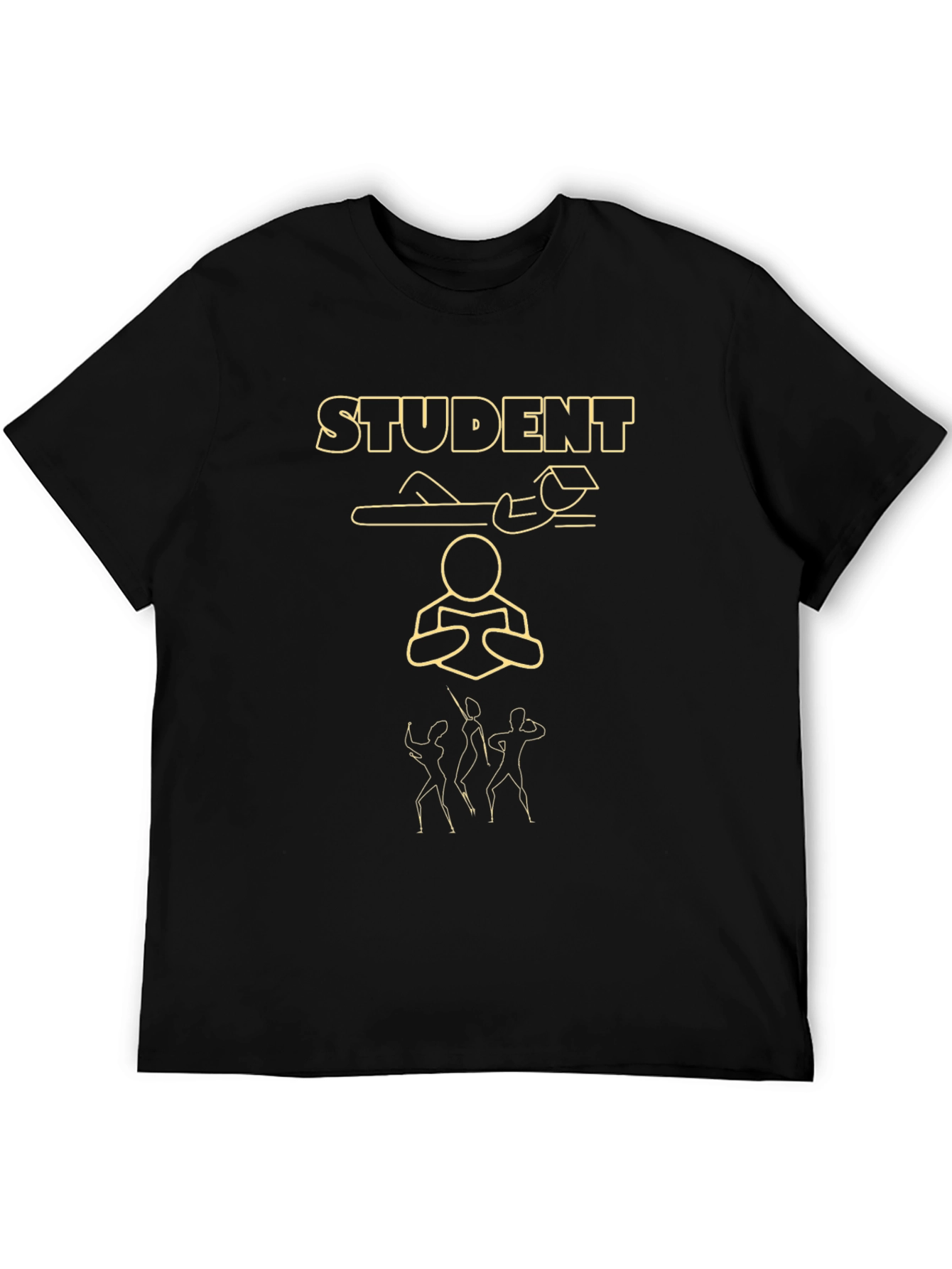 Student Graphic Tee - Black Cotton T-Shirt