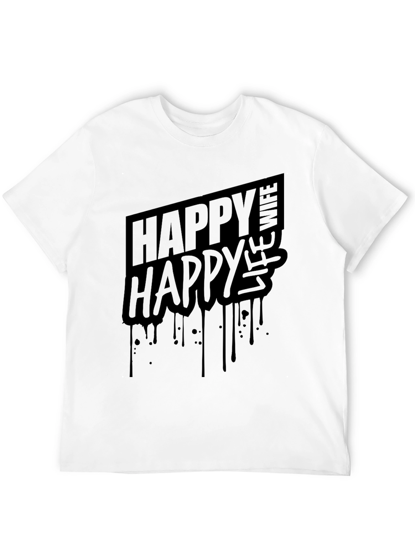 Happy Wife Happy Life T-Shirt - Black Graphic Tee
