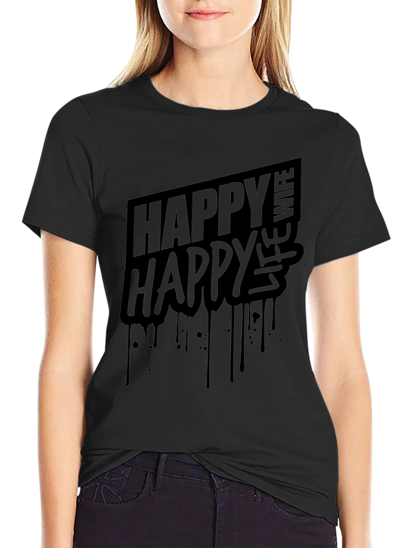 Happy Wife Happy Life T-Shirt - Black Graphic Tee