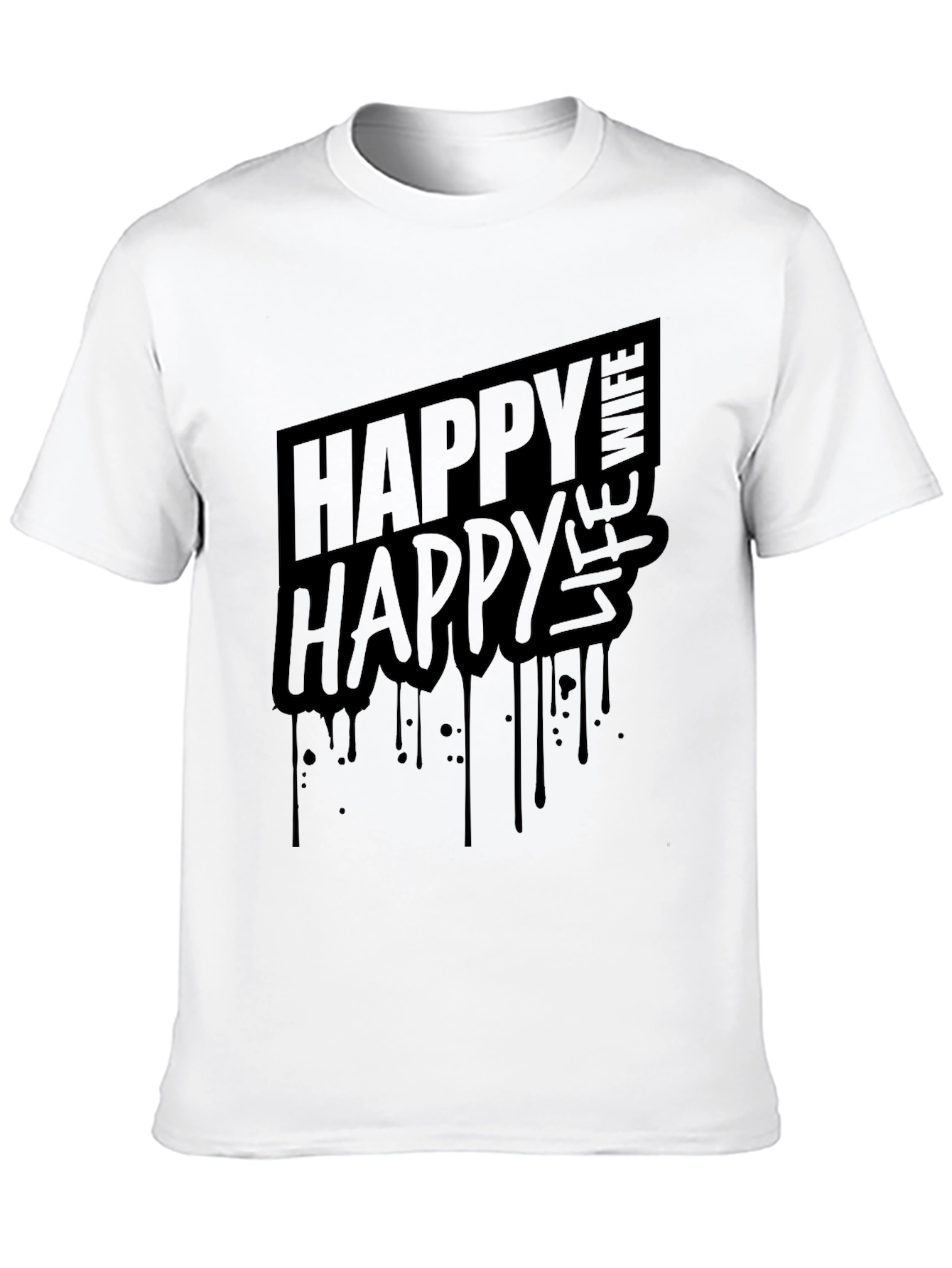Happy Wife Happy Life T-Shirt - Black Graphic Tee