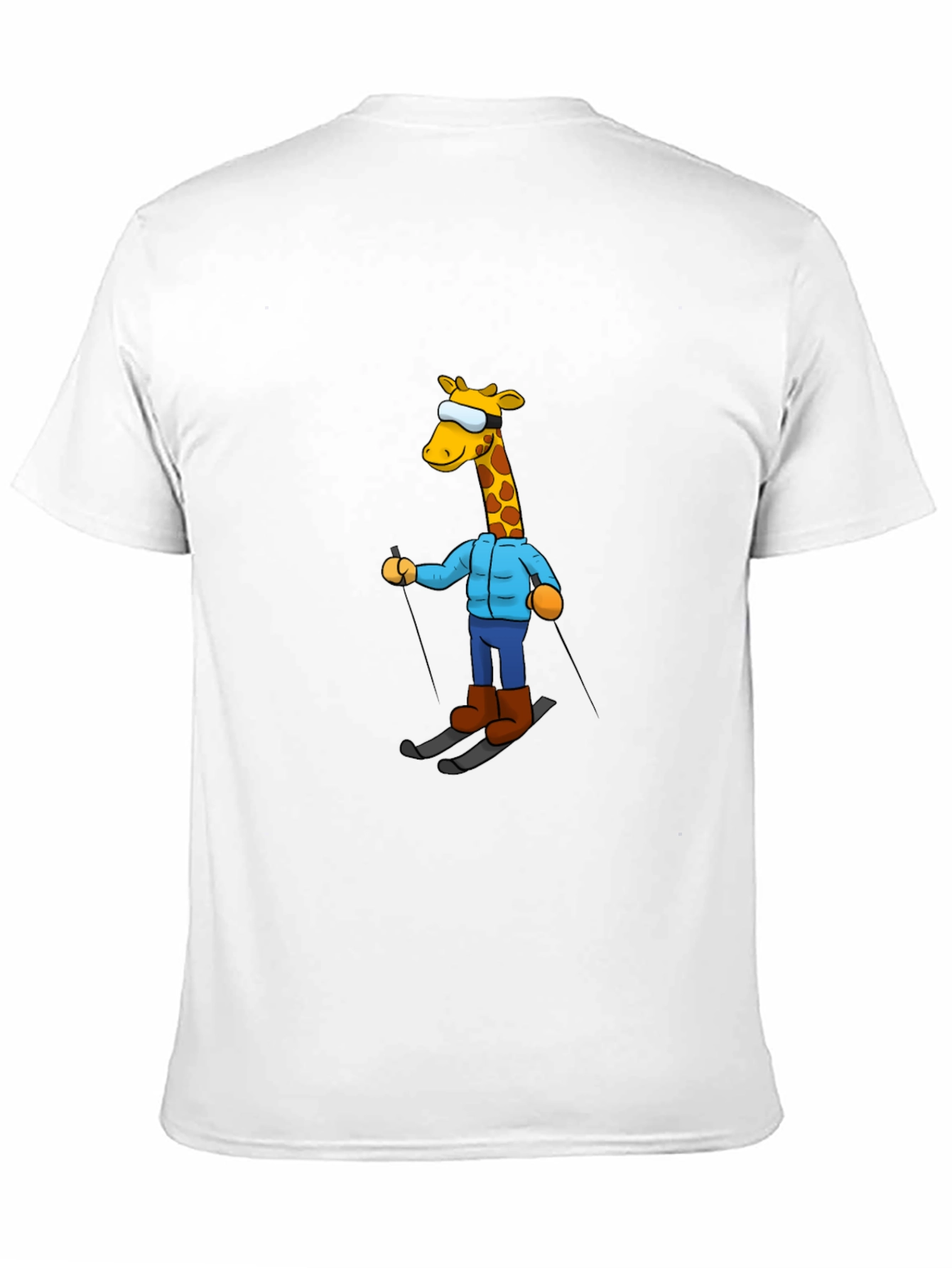 Skiing Giraffe T-Shirt - Unique Cartoon Graphic Tee