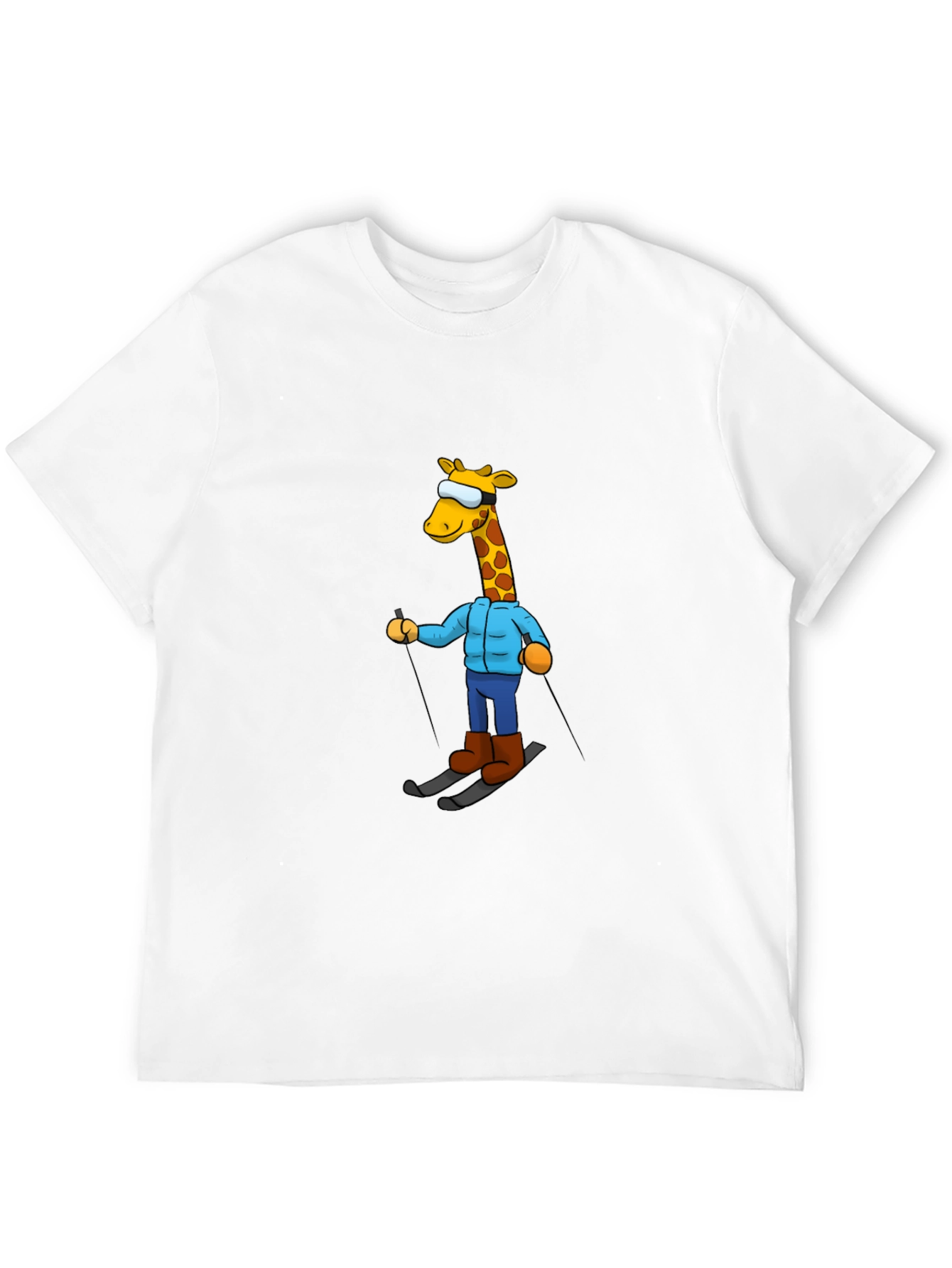 Skiing Giraffe T-Shirt - Unique Cartoon Graphic Tee