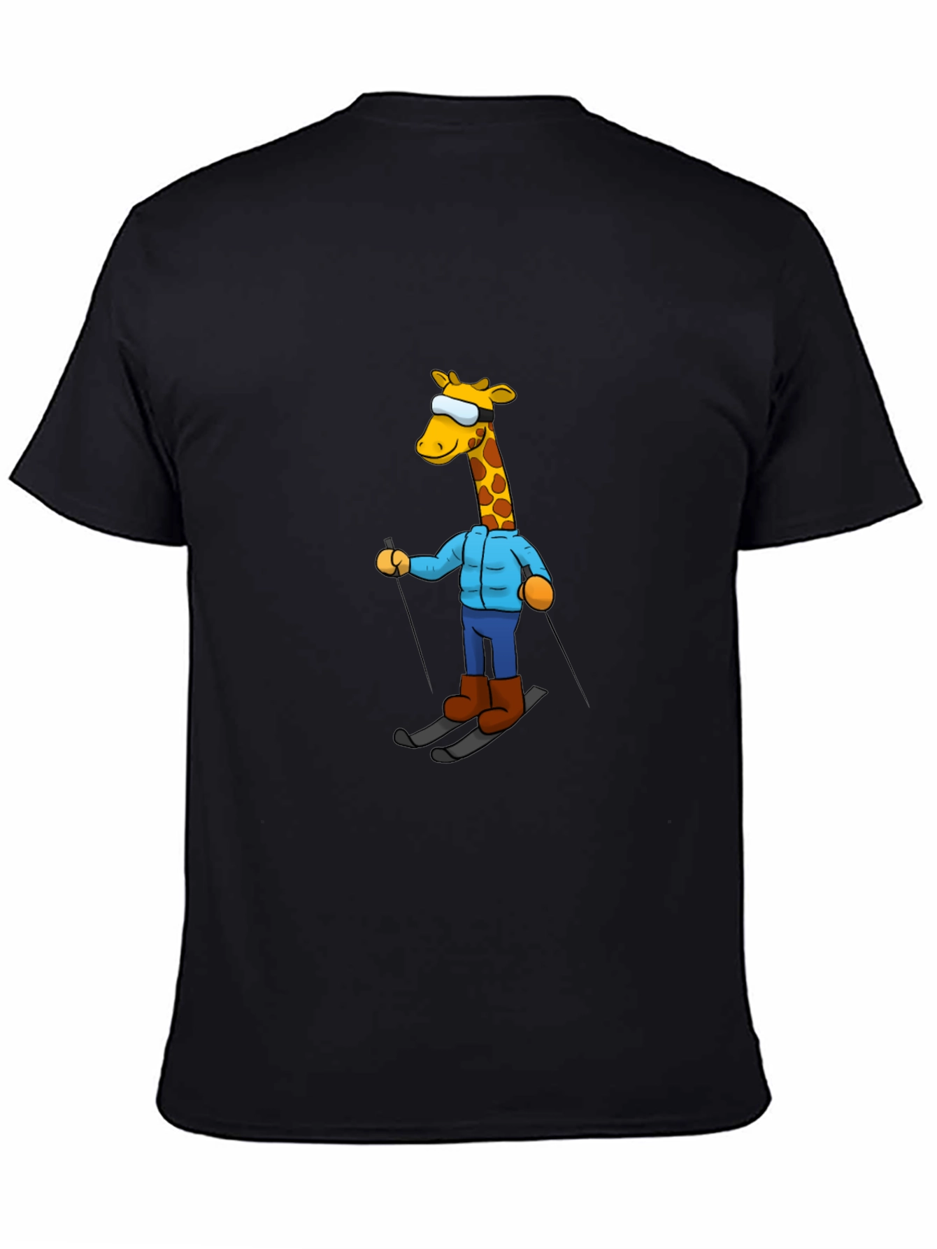 Skiing Giraffe T-Shirt - Unique Cartoon Graphic Tee