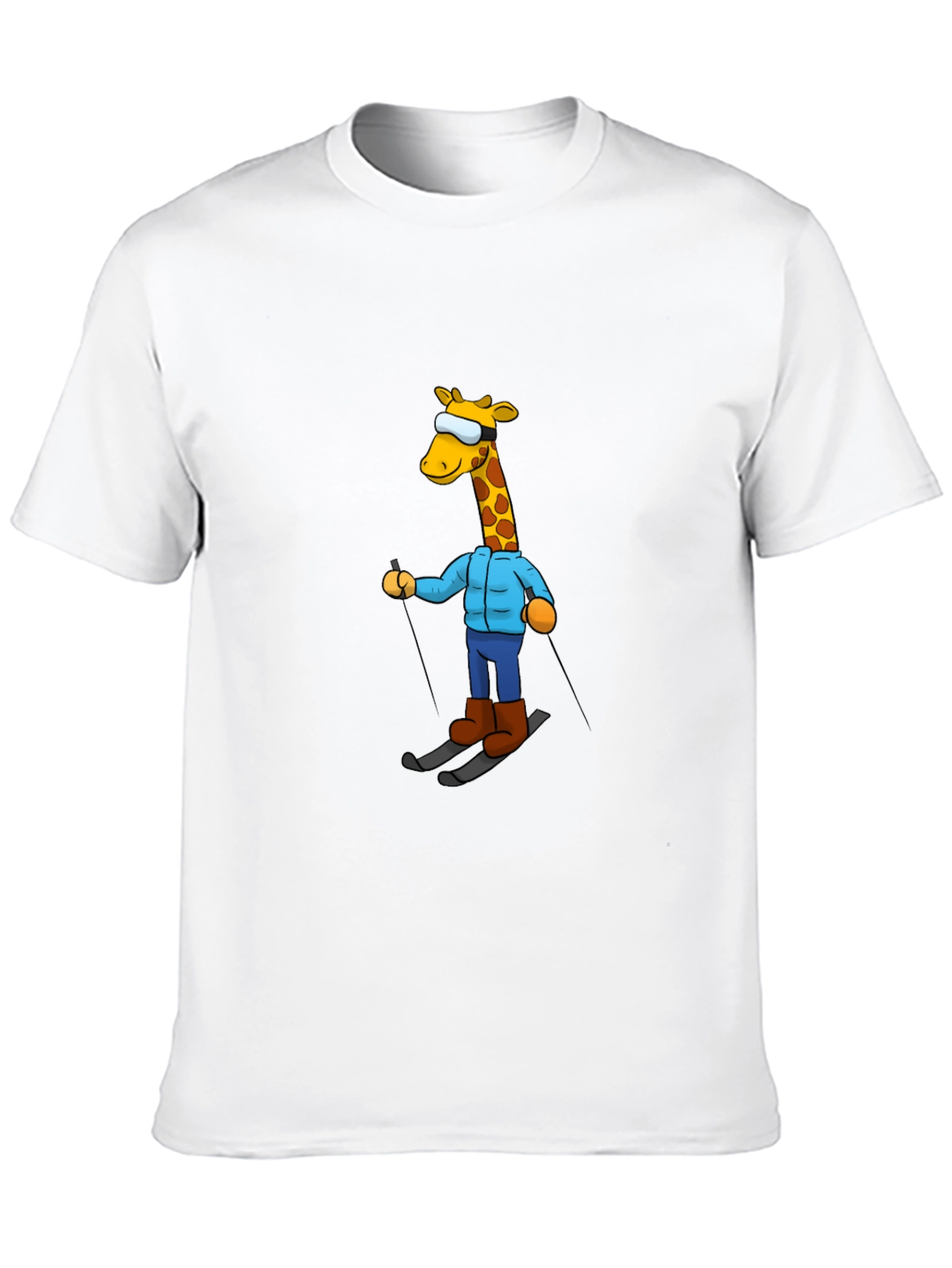 Skiing Giraffe T-Shirt - Unique Cartoon Graphic Tee