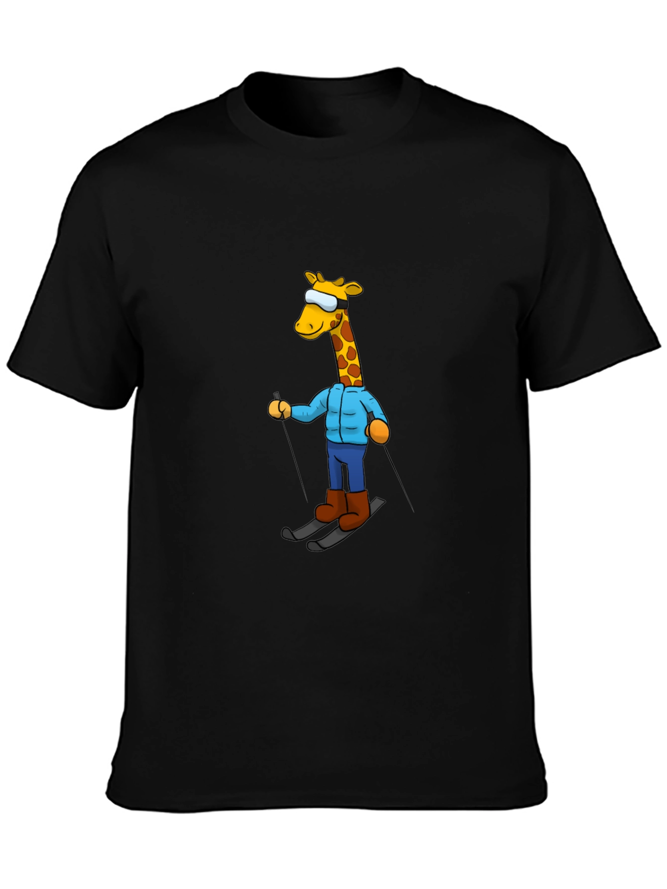 Skiing Giraffe T-Shirt - Unique Cartoon Graphic Tee