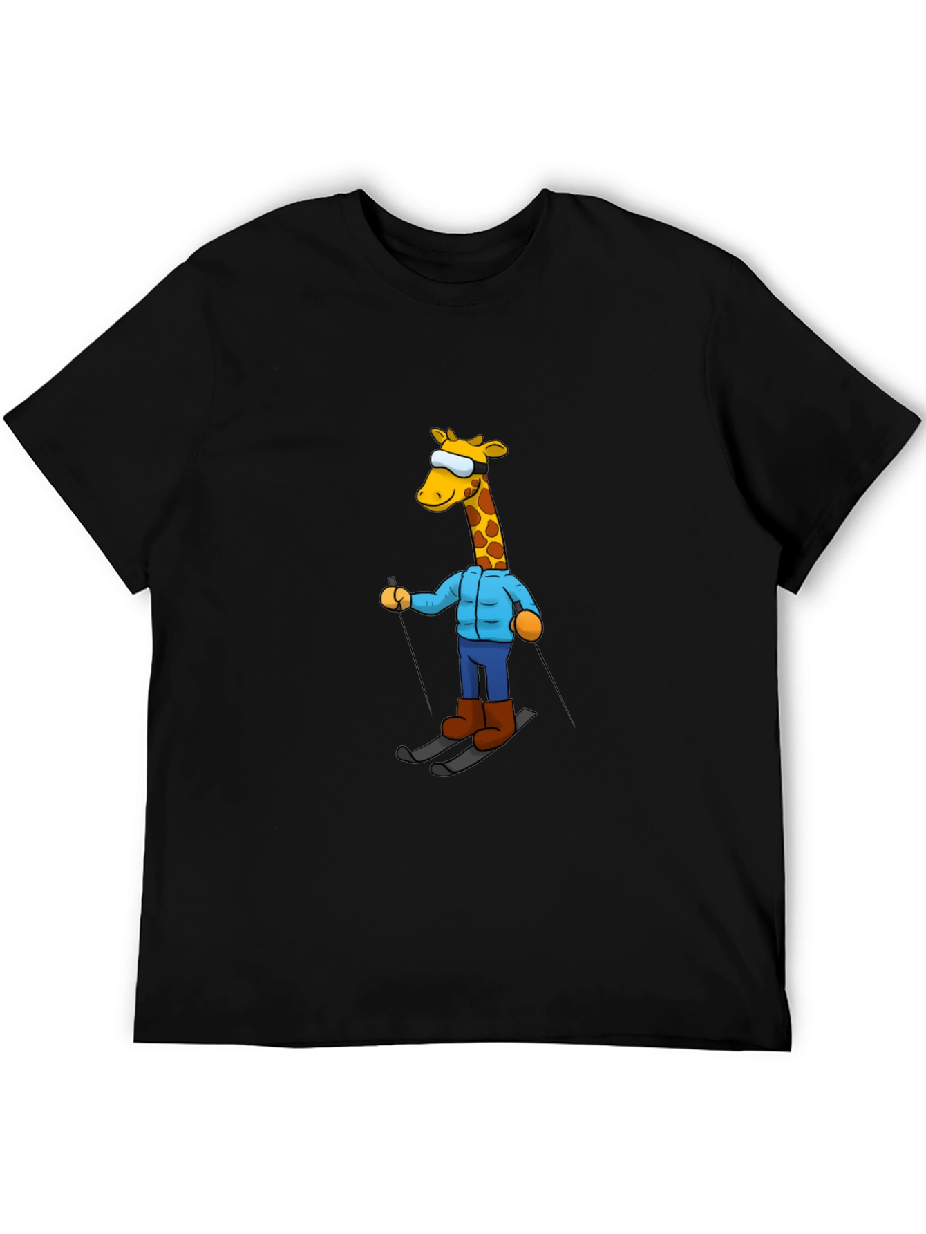 Skiing Giraffe T-Shirt - Unique Cartoon Graphic Tee