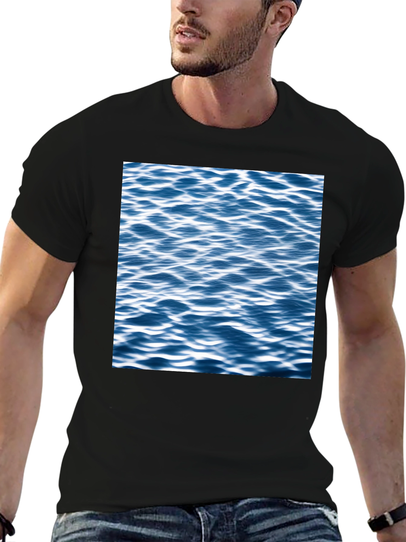 Ocean Wave Graphic Black T-Shirt