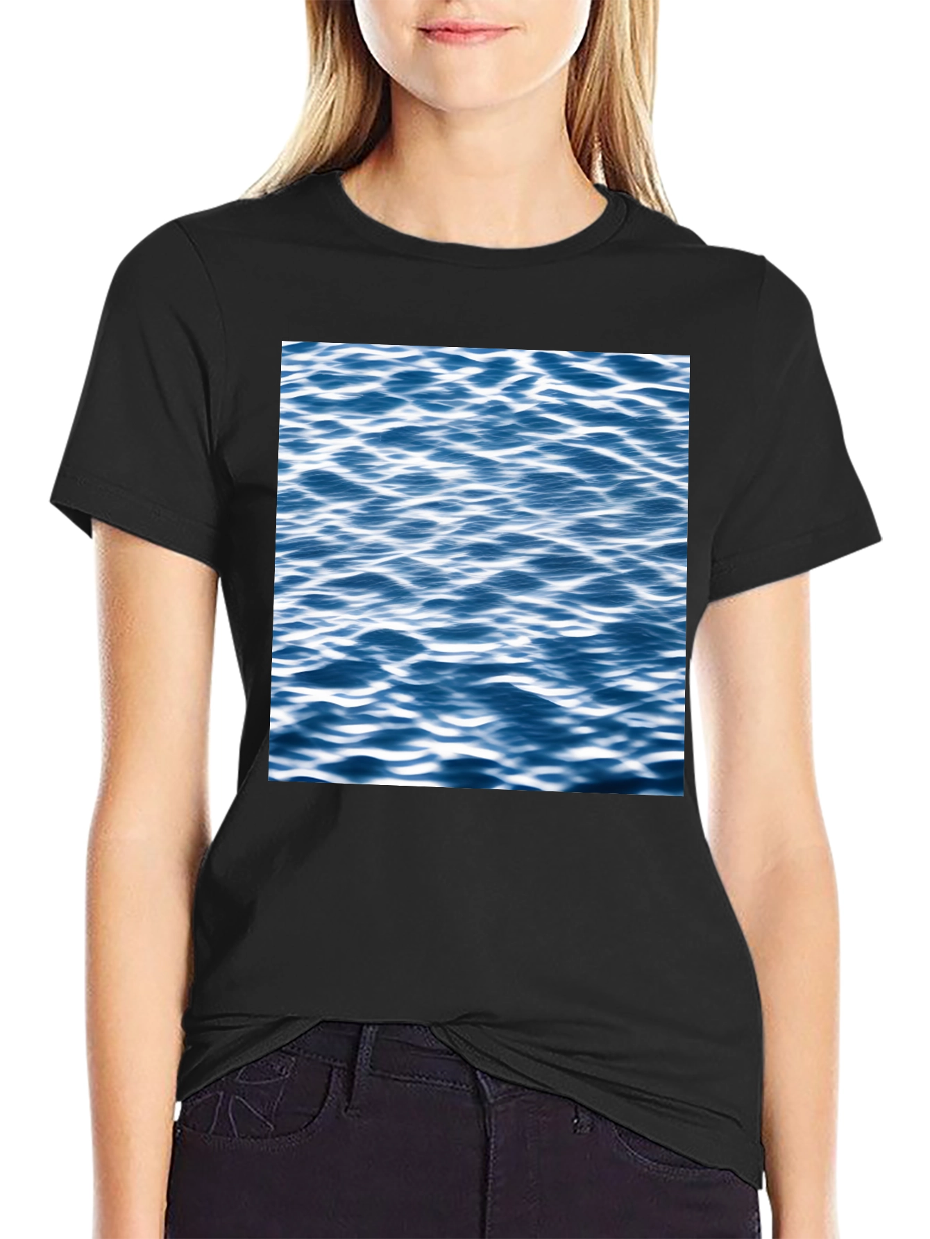 Ocean Wave Graphic Black T-Shirt