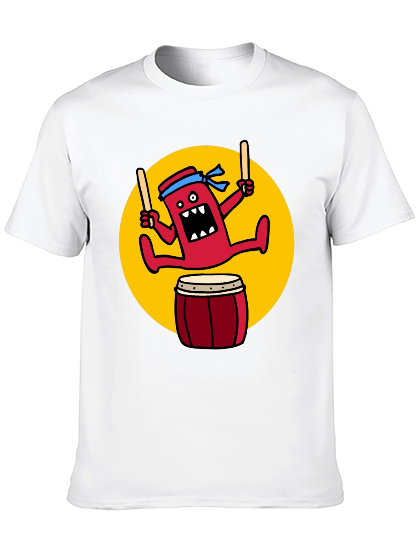 Drumming Monster Graphic Tee - Black Cotton Blend