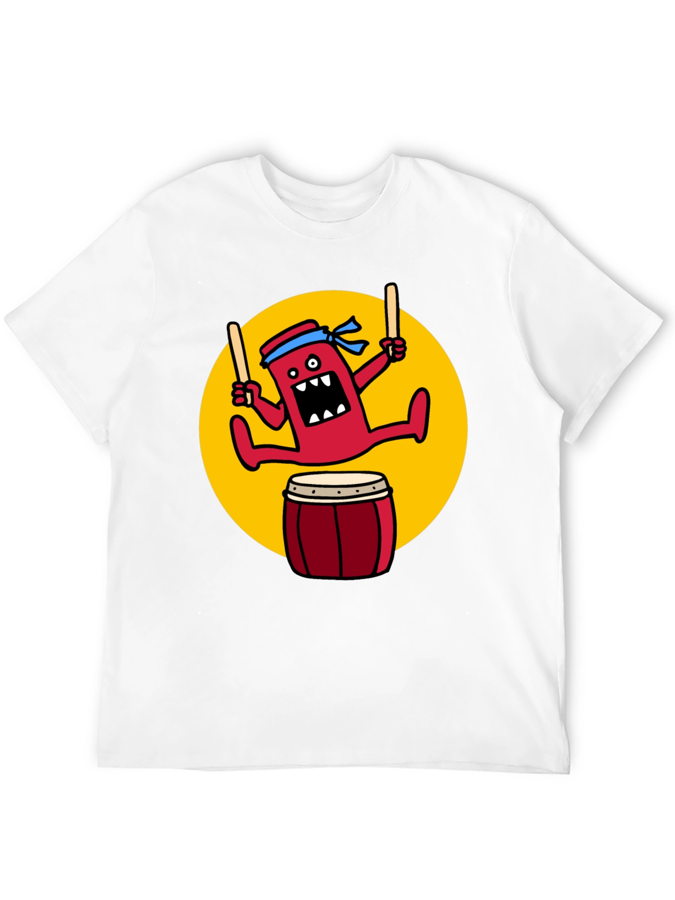 Drumming Monster Graphic Tee - Black Cotton Blend
