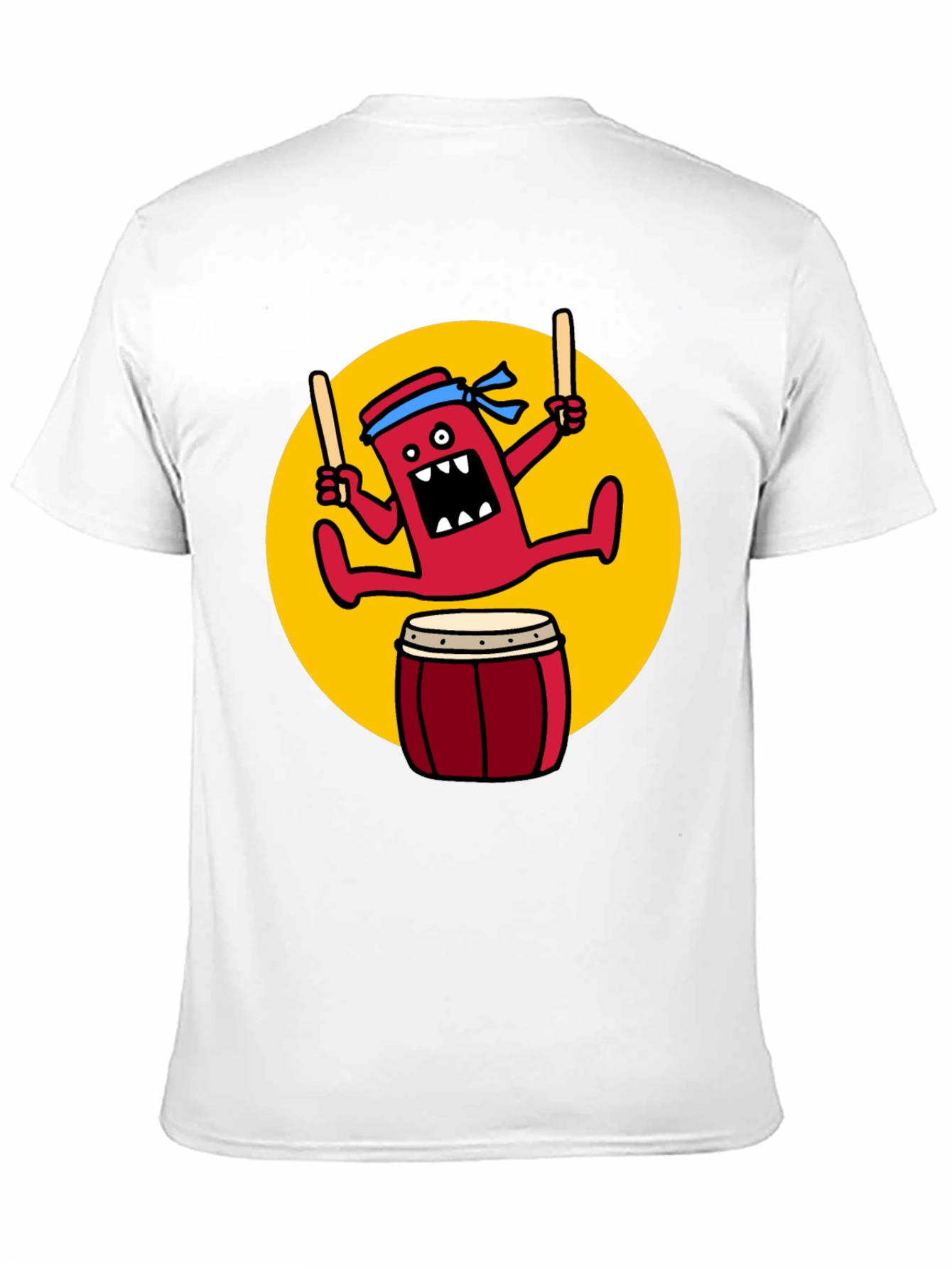 Drumming Monster Graphic Tee - Black Cotton Blend