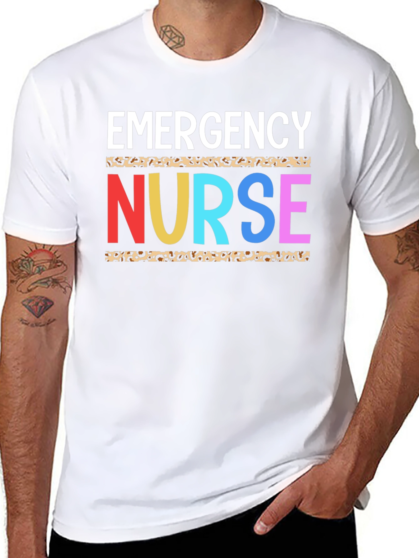 Emergency Nurse Leopard Print Graphic T-Shirt