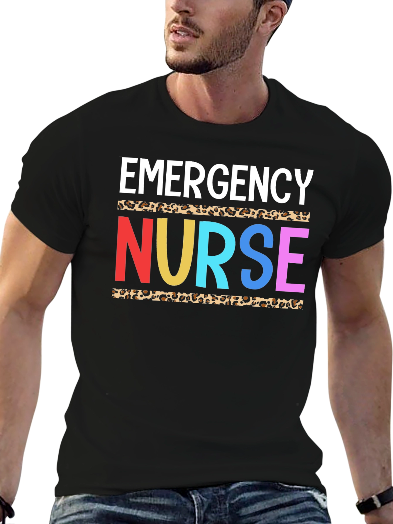 Emergency Nurse Leopard Print Graphic T-Shirt