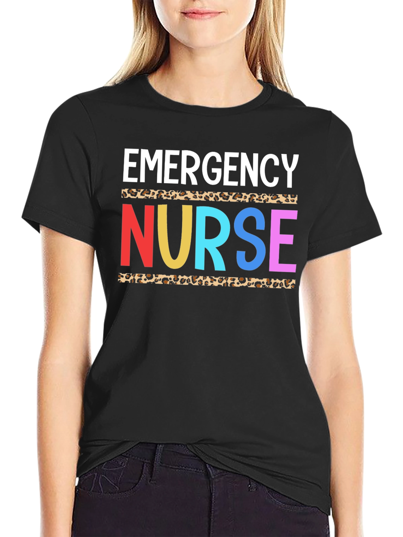 Emergency Nurse Leopard Print Graphic T-Shirt