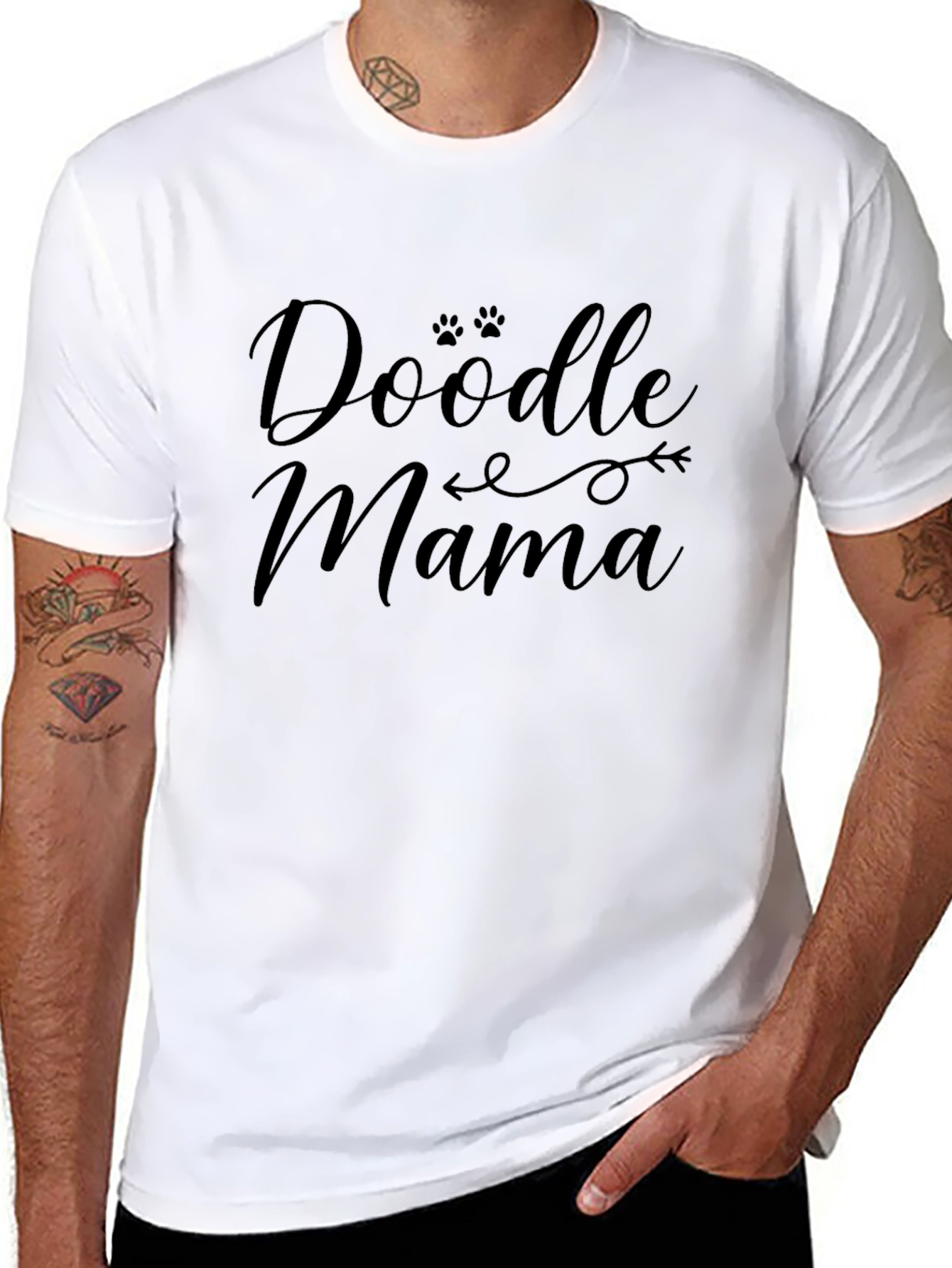 Doodle Mama Black Cotton Graphic T-Shirt