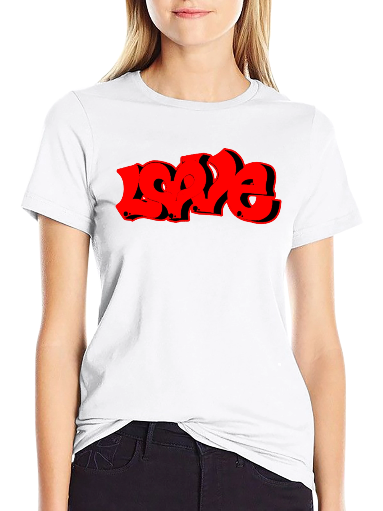 Love Graffiti Style Graphic T-Shirt - Black